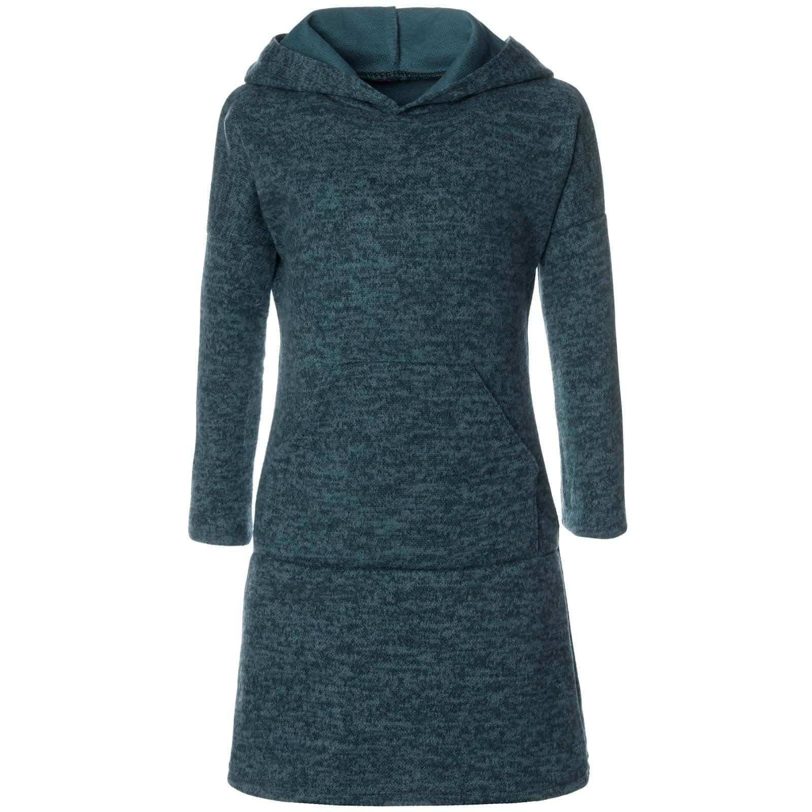 BEZLIT Blusenkleid Mädchen Pullover-Kleid mit Kapuze (1-tlg) Kängurutasche Grün
