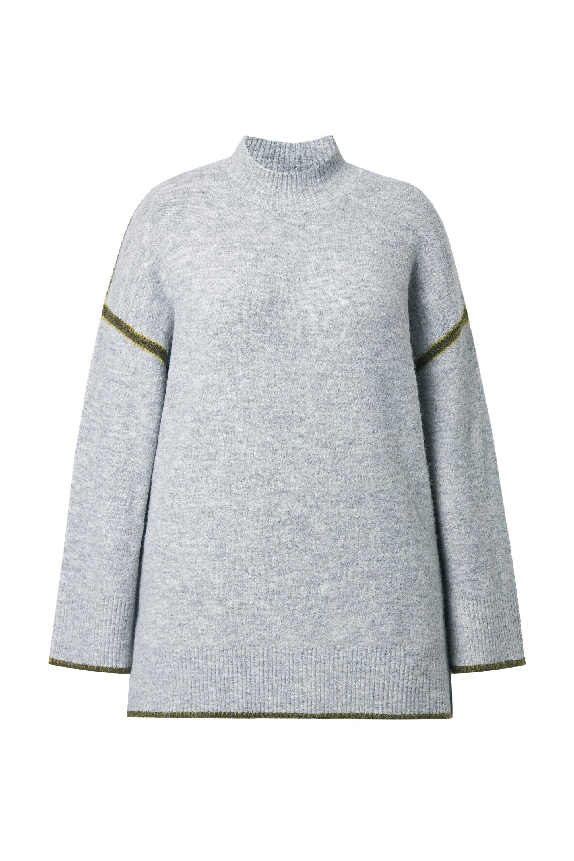 Ulla Popken Strickpullover Pullover Ziernähte Stehkragen günstig online kaufen
