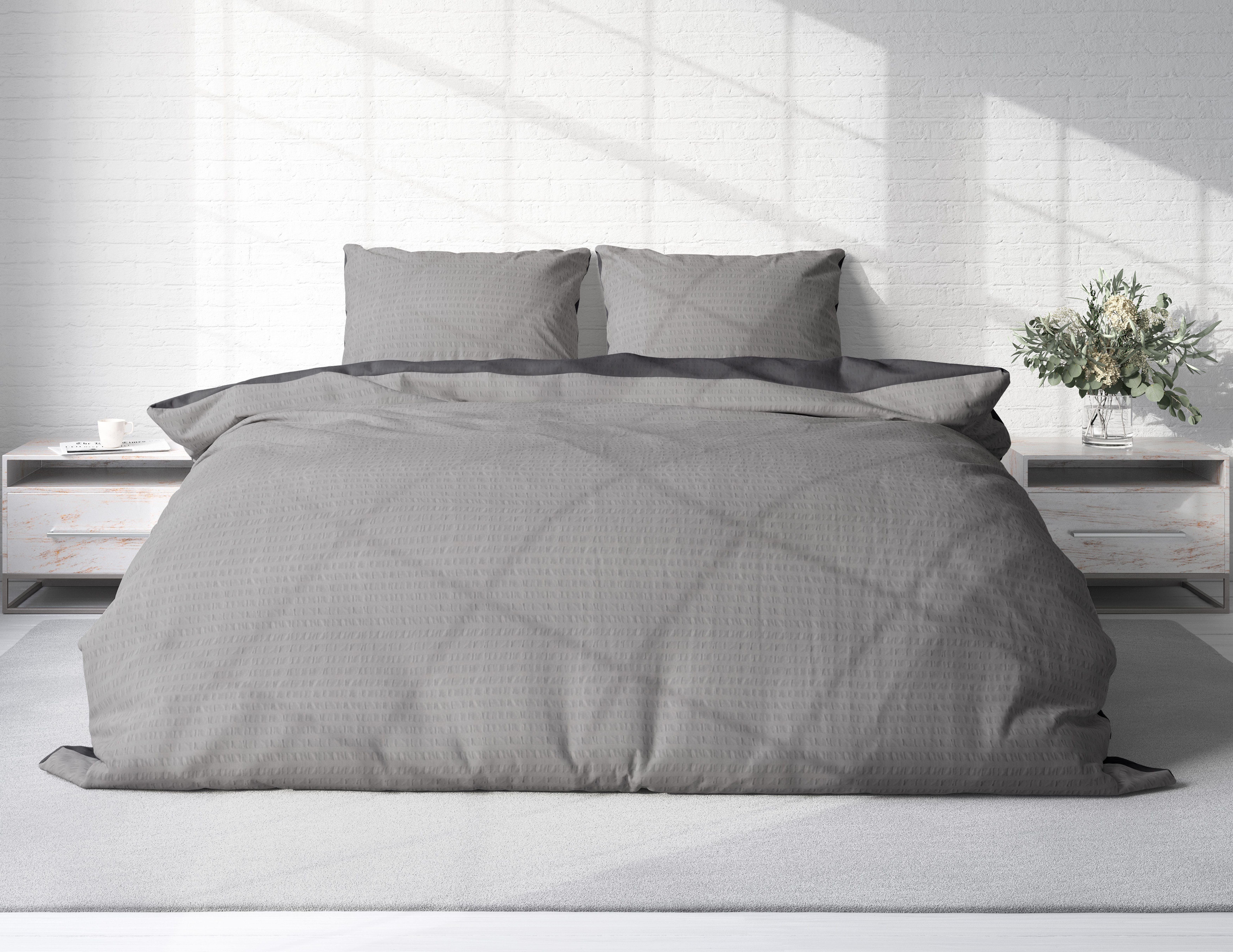 One Home Bettwäsche Doubleface Wende, Seersucker, 3 teilig, Mikrofaser Unif günstig online kaufen