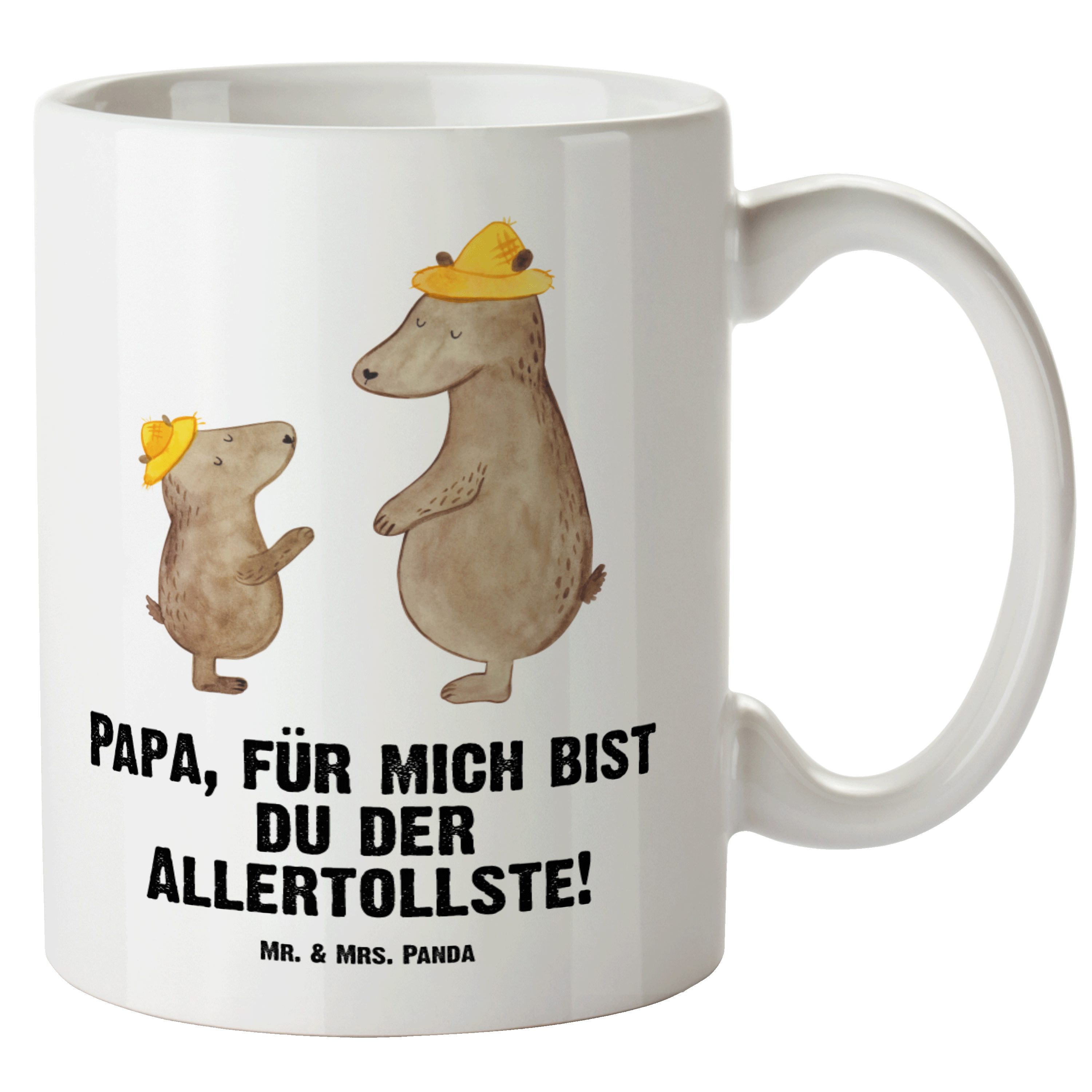 Mr. & Mrs. Panda Tasse Fam, Keramik mit XL Hut - Geschenk, Grosse Kaffeetasse, Tasse Bären Weiß Teetasse, XL 