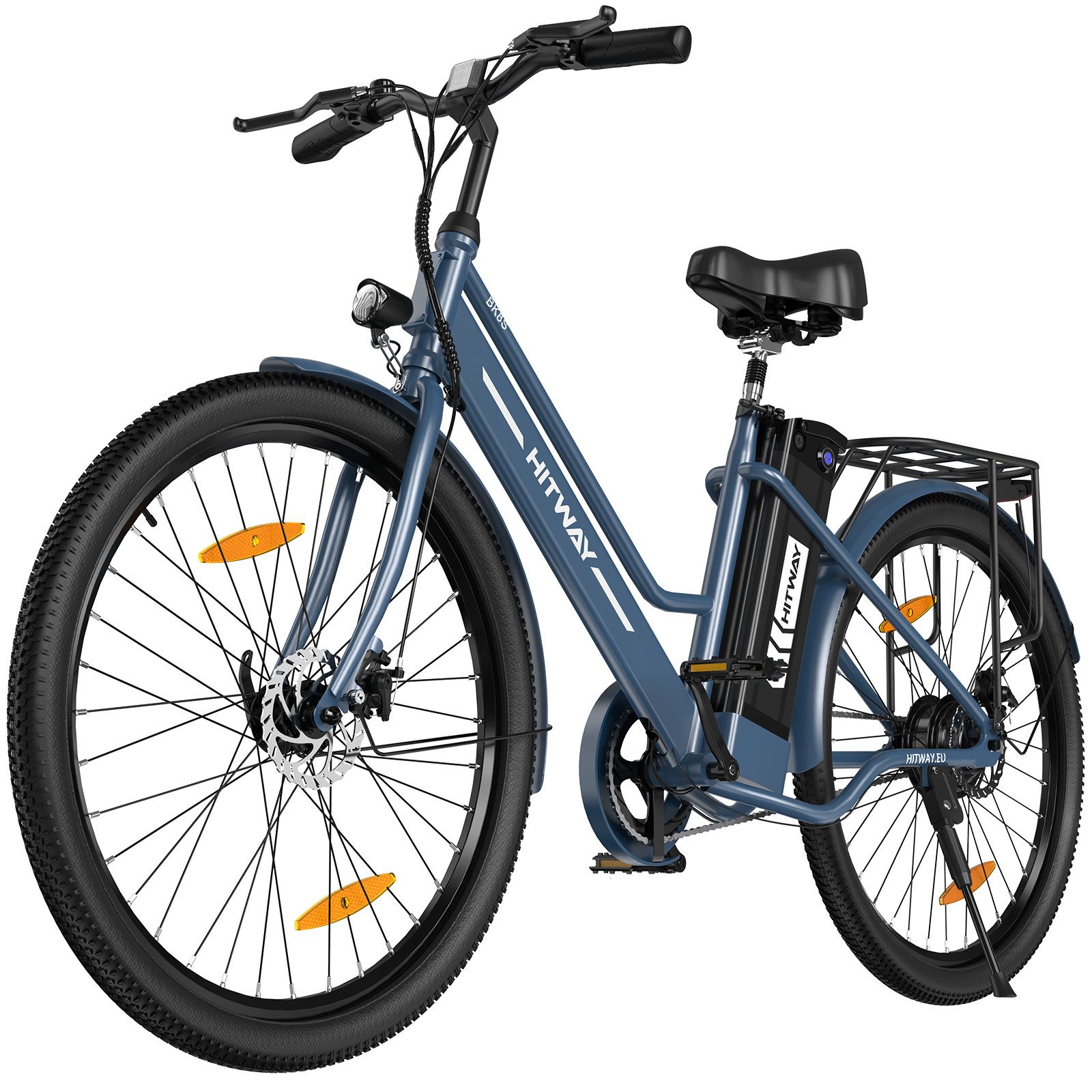 HITWAY E-Bike Cityrad 26 Zoll Citybike Tiefeinsteiger, bis zu 70 km Reichweite, LCD-Display, 1 Gang, Heckmotor, 304 Wh, E-fahrräde, E-Citybike mit Schloss, Pumpe, APP