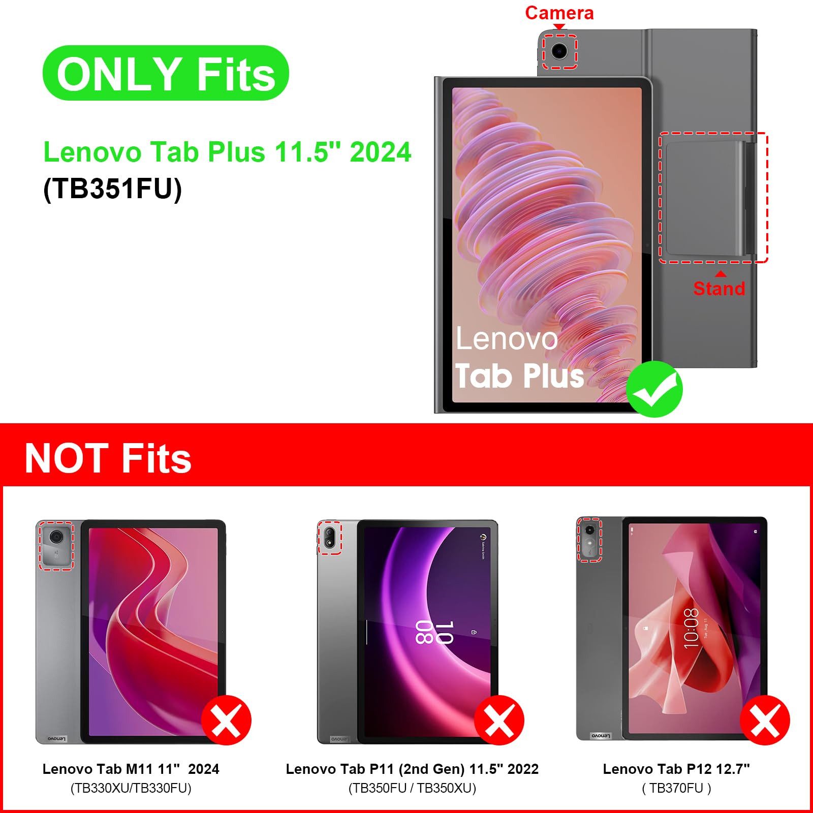 Fintie Tablet-Hülle für Lenovo Tab Plus (TB351FU) 11.5 Zoll 2024 Tablet, Ultradünn Hülle mit Magnetverschluss