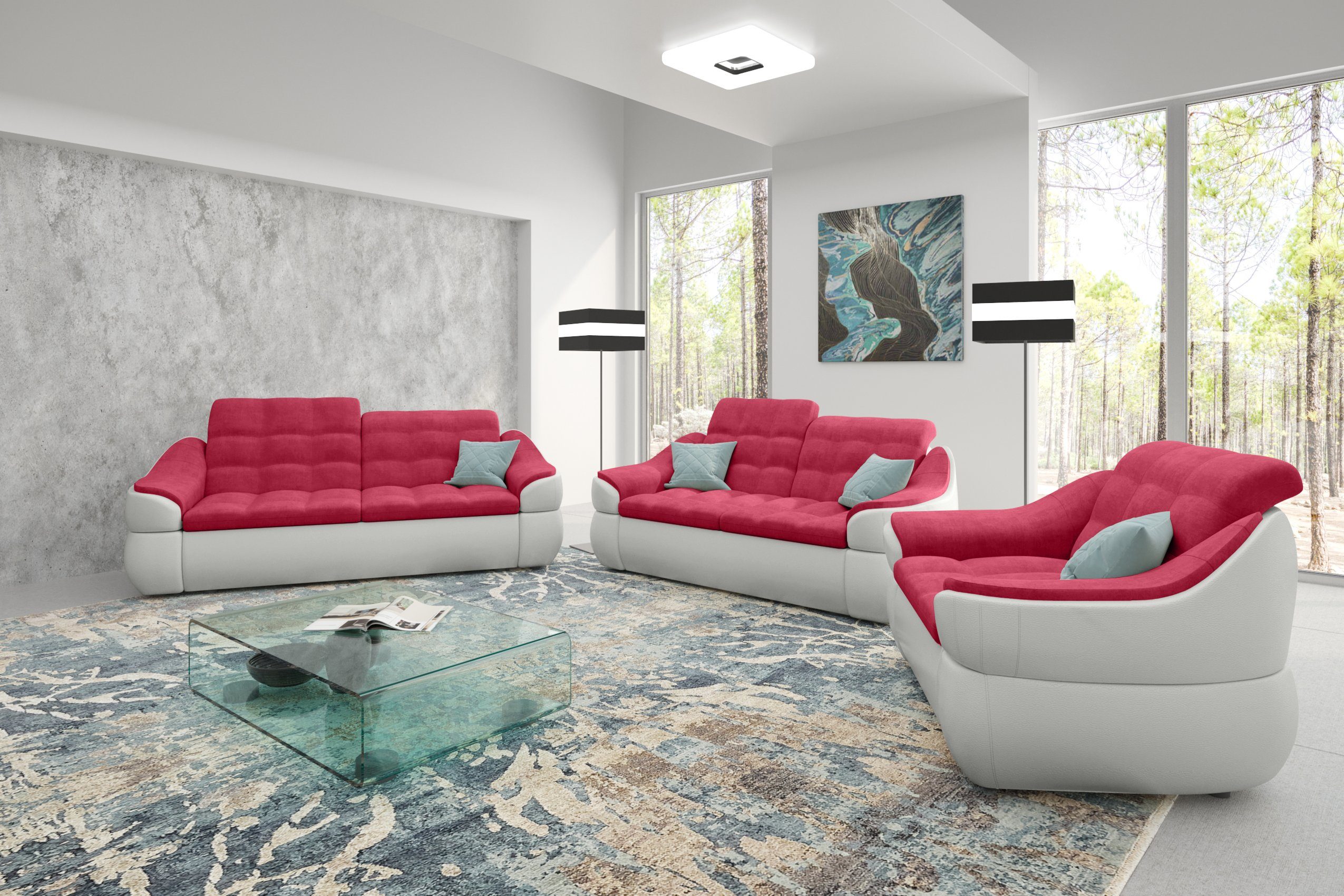 Design, und Sessel, 2-Sitzer in 2,5-Sitzer Sofa aus Sofa, bestehend (3-tlg), Alisa, Stylefy made (Set Modern Europa Polstergarnitur