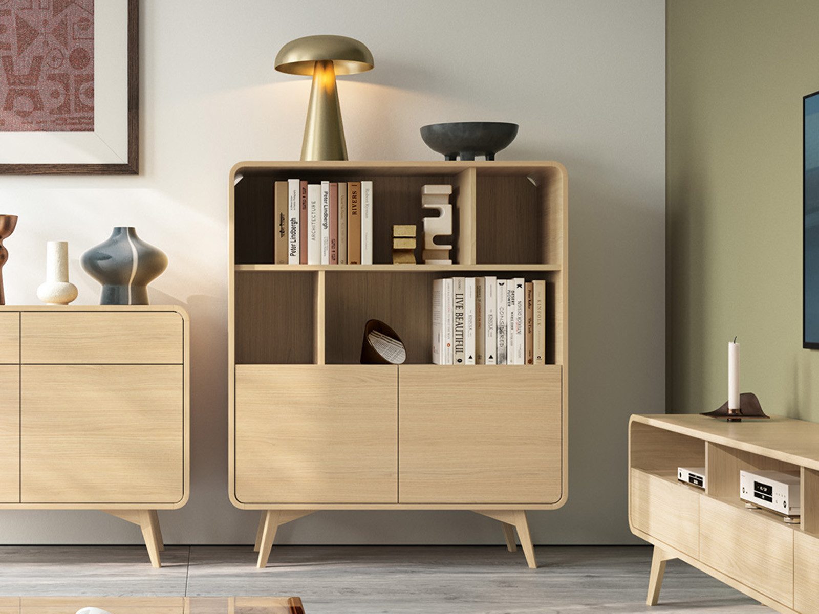 Compleo Bücherregal eiche, Regale 108 cm breit, Möbel für das Wohnzimmer günstig online kaufen