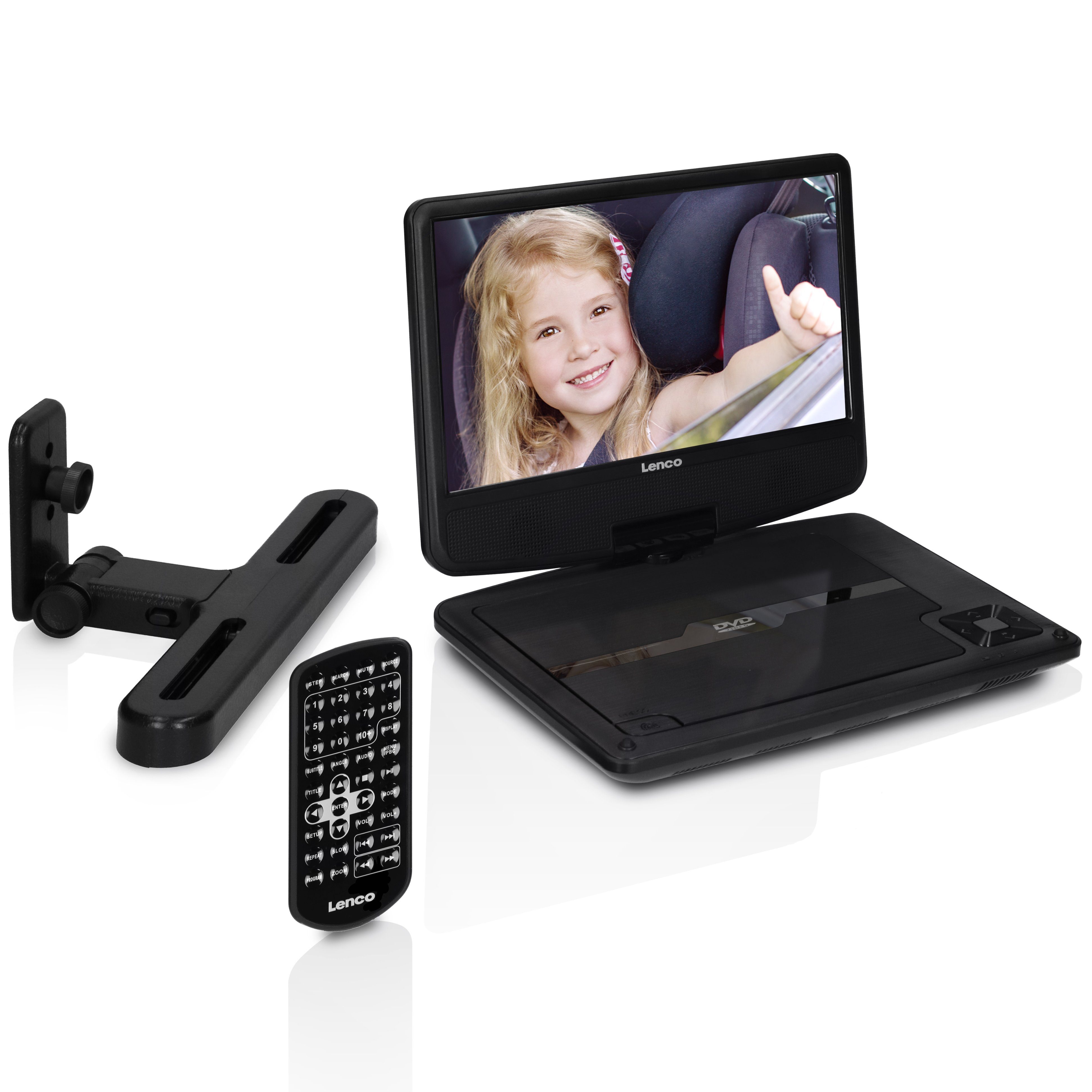 Lenco DVP-901BK Portabler DVD-Player, DVD-Wiedergabe von DVD, CD, MP3, JPEG  und MPEG 1, 2, 4