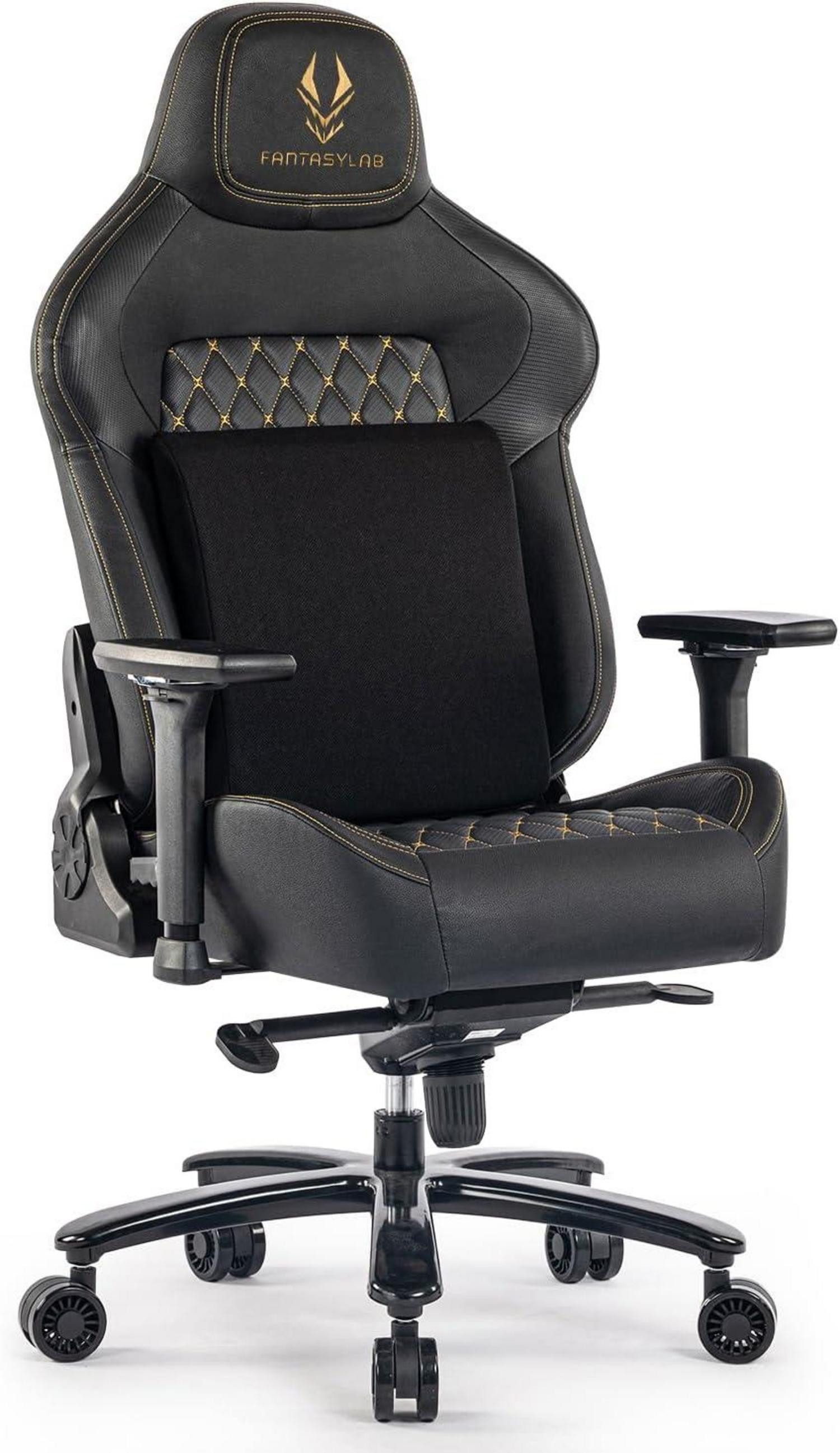 LuxusKollektion Gaming-Stuhl Gaming Stuhl 200KG Belastbarkeit Schwarz/Golden mit 4D Armlehne