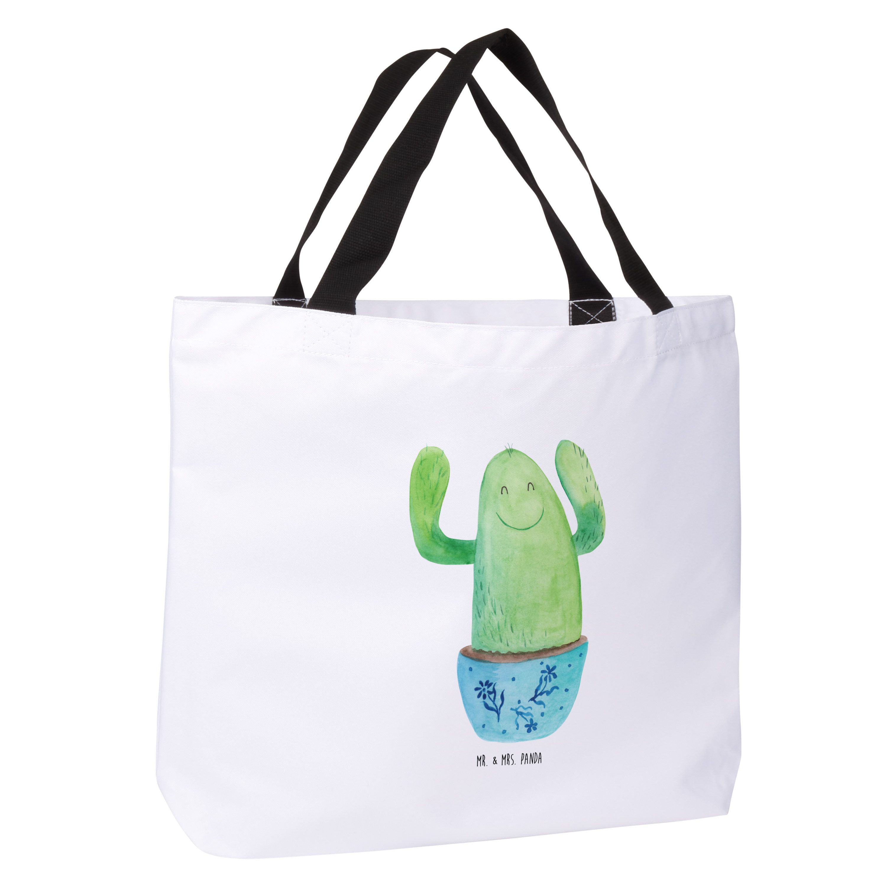 Mr. & Mrs. Panda Shopper Kaktus Happy, Schultasche, Weiß, Mutter, Kollege, Schultasche, Tasche (Packung), Statement-Tasche Spruch Freundin