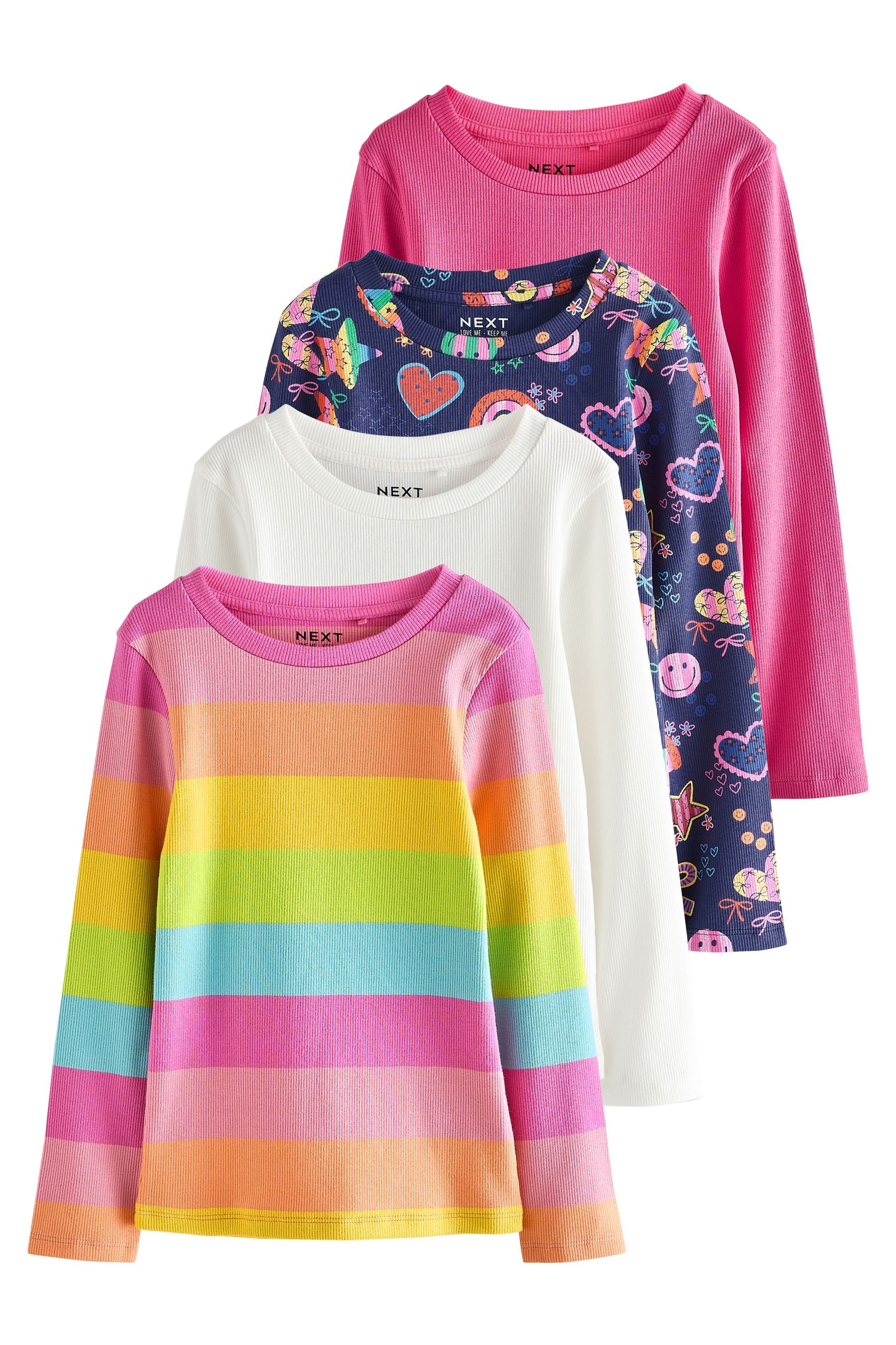 Next Langarmshirt Gerippte Langarm-T-Shirts, 4er-Pack (4-tlg) günstig online kaufen