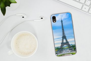 MuchoWow Handyhülle Der Eiffelturm vor einer farbenprächtigen Kulisse, Handyhülle Apple iPhone XR, Smartphone-Bumper, Print, Handy