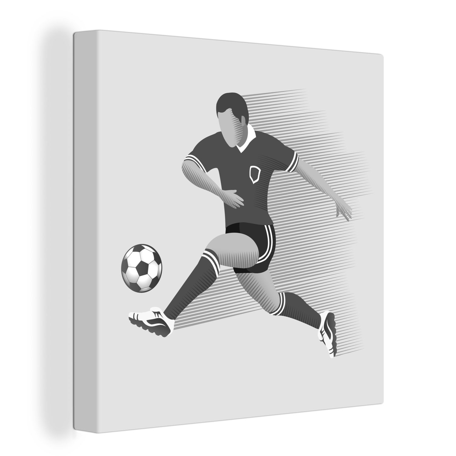 OneMillionCanvasses® Leinwandbild Eine Illustration einer Person, die einen Fußball schießt - Mädchen -, (1 St), Leinwand Bilder für Wohnzimmer Schlafzimmer bunt
