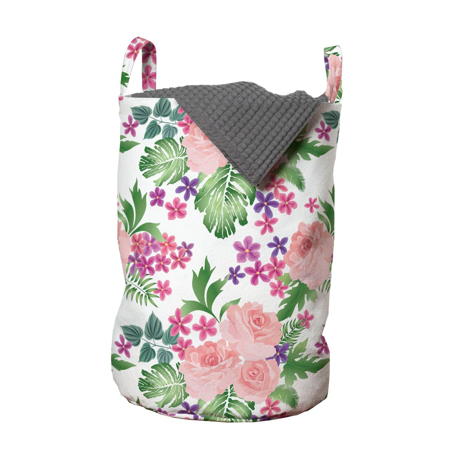 Abakuhaus Wäschesäckchen Wäschekorb Blooms Kordelzugverschluss Rose Pastel Waschsalons, für Sommergarten mit Griffen