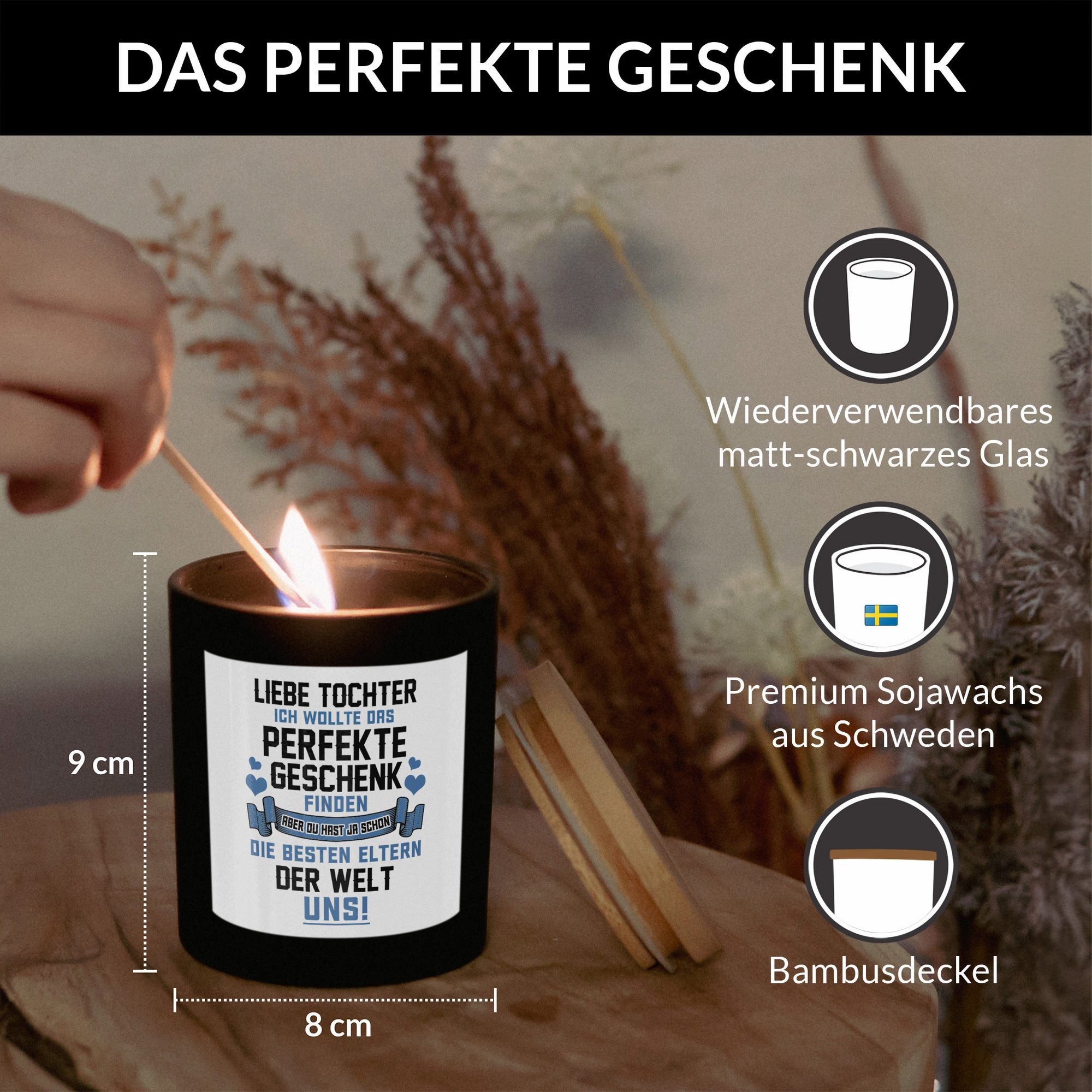 22Feels Duftkerze Deko Tochter Geschenk v Mama 18 Geburtstag Weihnachten Abitur Mädchen, MADE IN GERMANY, Europäisches Sojawachs, Handgegossen – Bild 5 von 5