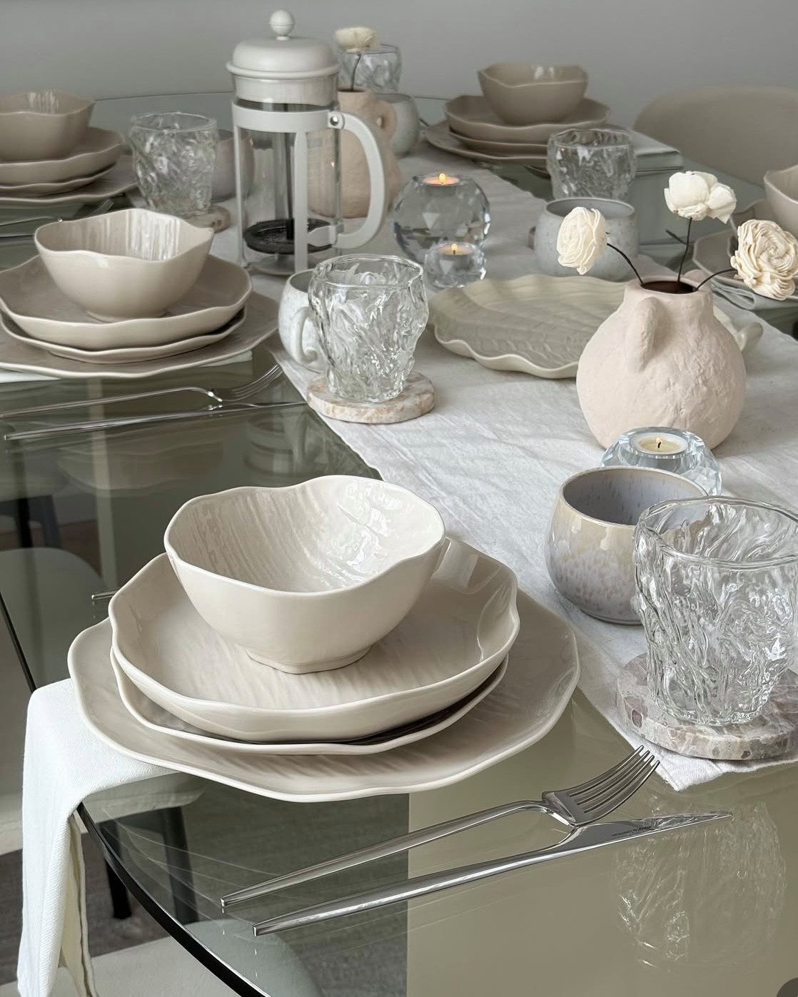 EKA Geschirr-Set Cermico Beige Geschirr Set (27-tlg), Porzellan