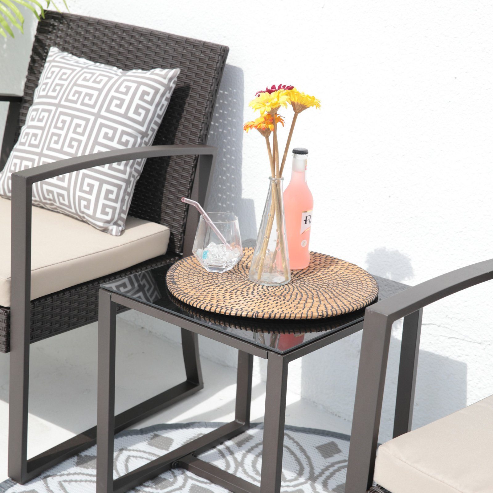 SVITA Sitzgruppe LOIS, (Set, 3-tlg., Sitzgruppe 3-tlg), Mit bequemer Polsterung und hochwertiger Tischplatte