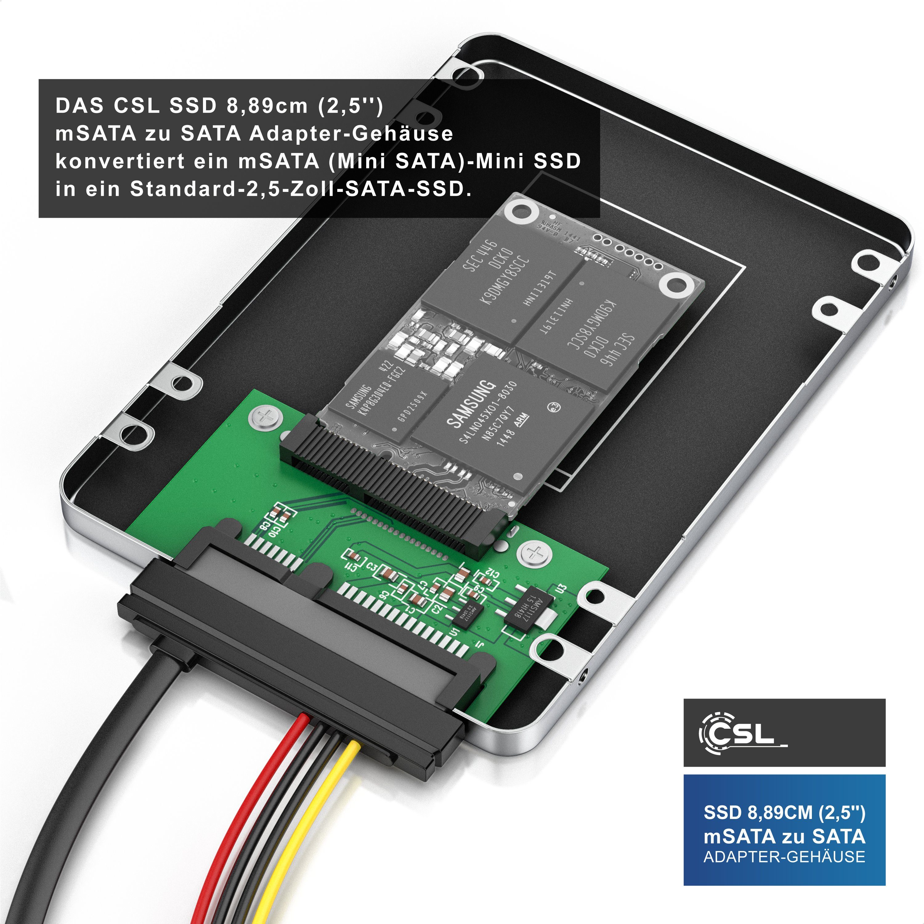 CSL Festplatten-Gehäuse, SSD 8,89cm (2,5) mSATA zu SATA Adapter, max. 7mm Einbauhöhe