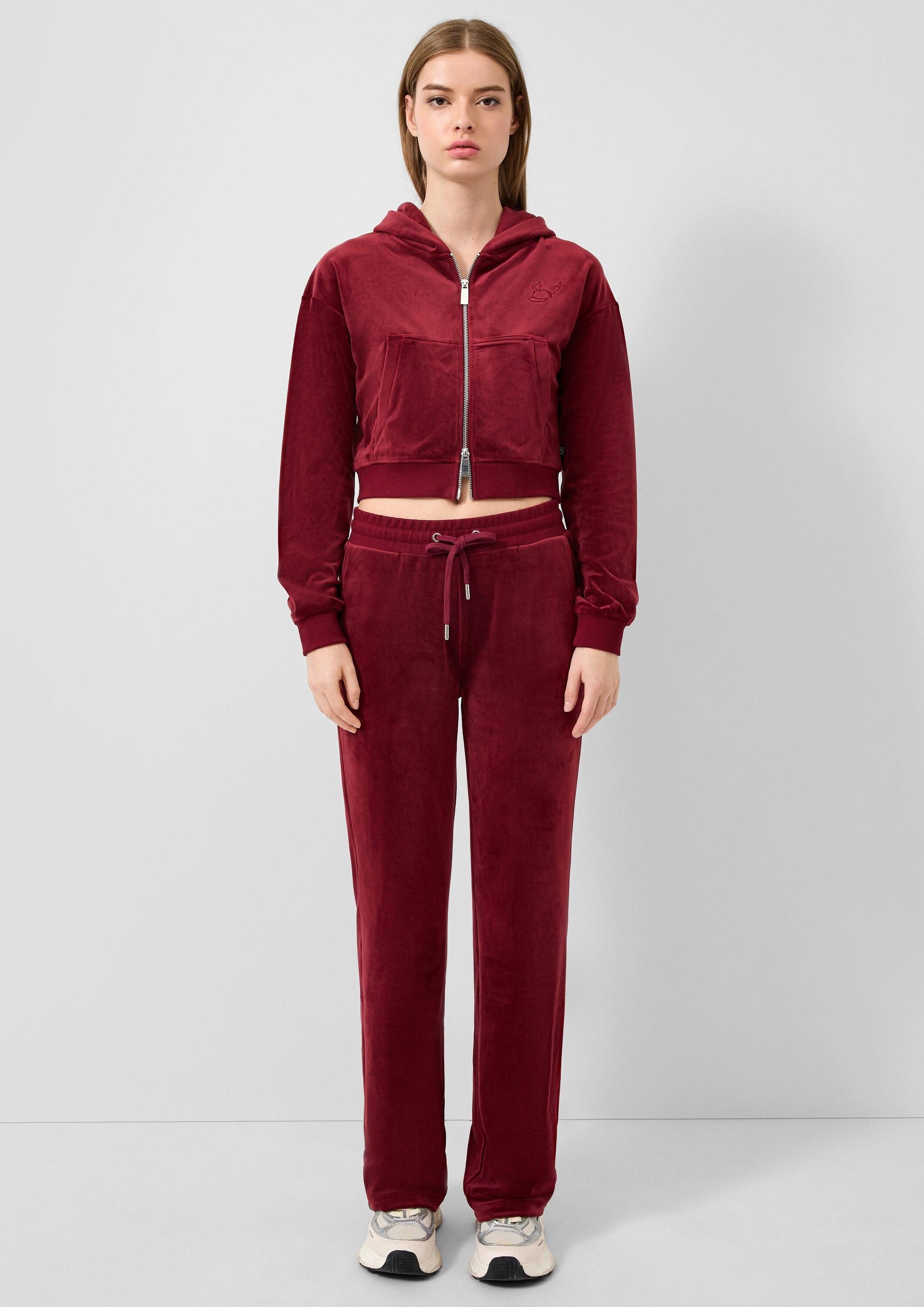 QS Jogginghose Hose Hose aus weichem Nicki mit Logo-Stickerei, QS x Von Dutch