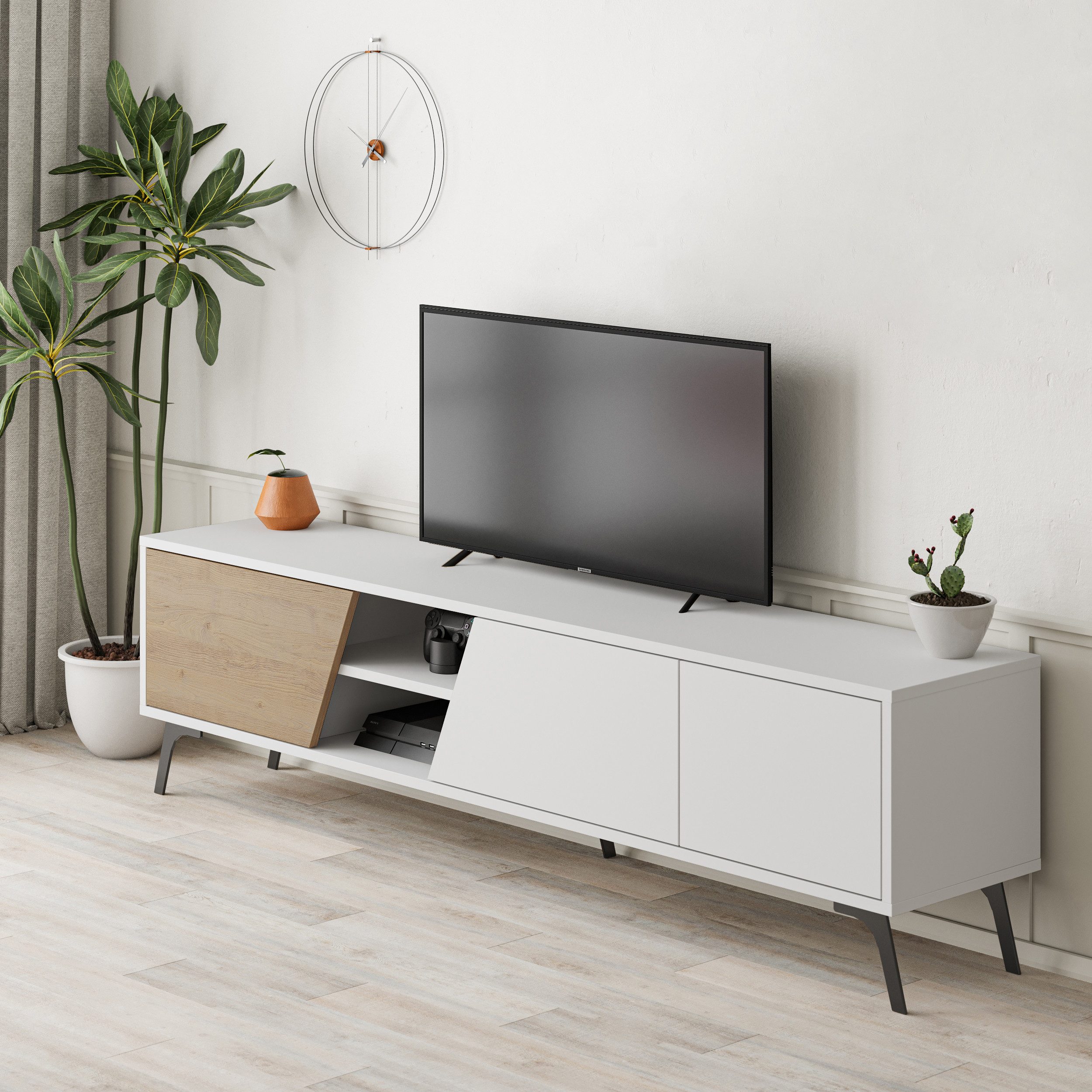 Decortie TV-Schrank FIONA verschiedene Farboptionen, 180 × 36 ×48 ccm