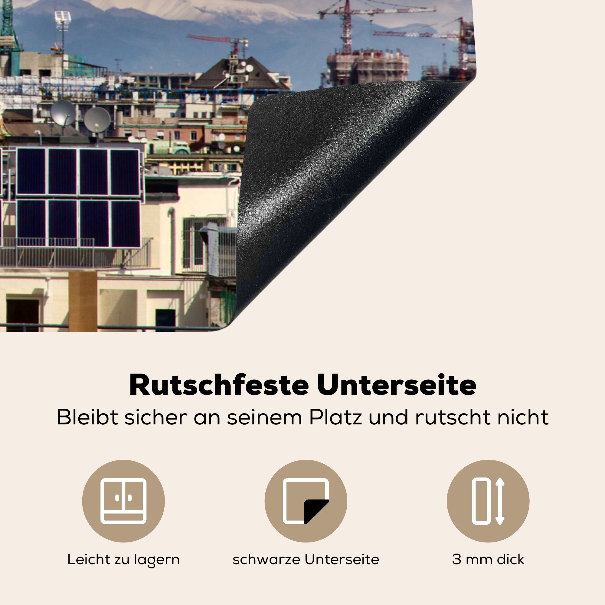 Schutz tlg), MuchoWow Vinyl, für Skyline Ceranfeldabdeckung die Induktionskochfeld - küche, cm, 81x52 (1 Mailand, Herdblende-/Abdeckplatte Italien -