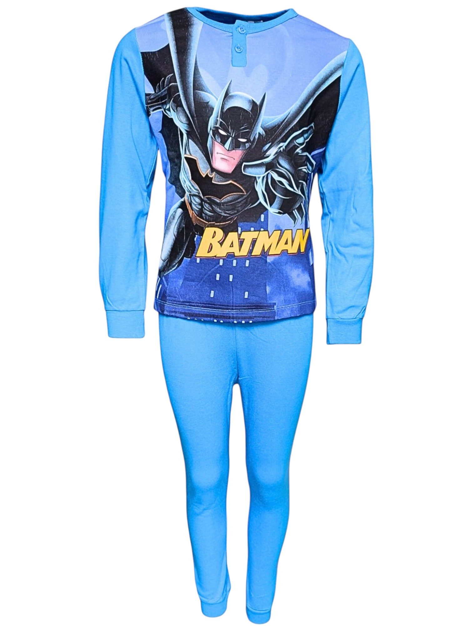 Batman Schlafanzug mit großem Batman- Print (2 tlg) Jungen Pyjama langarm Gr. 98-128 cm