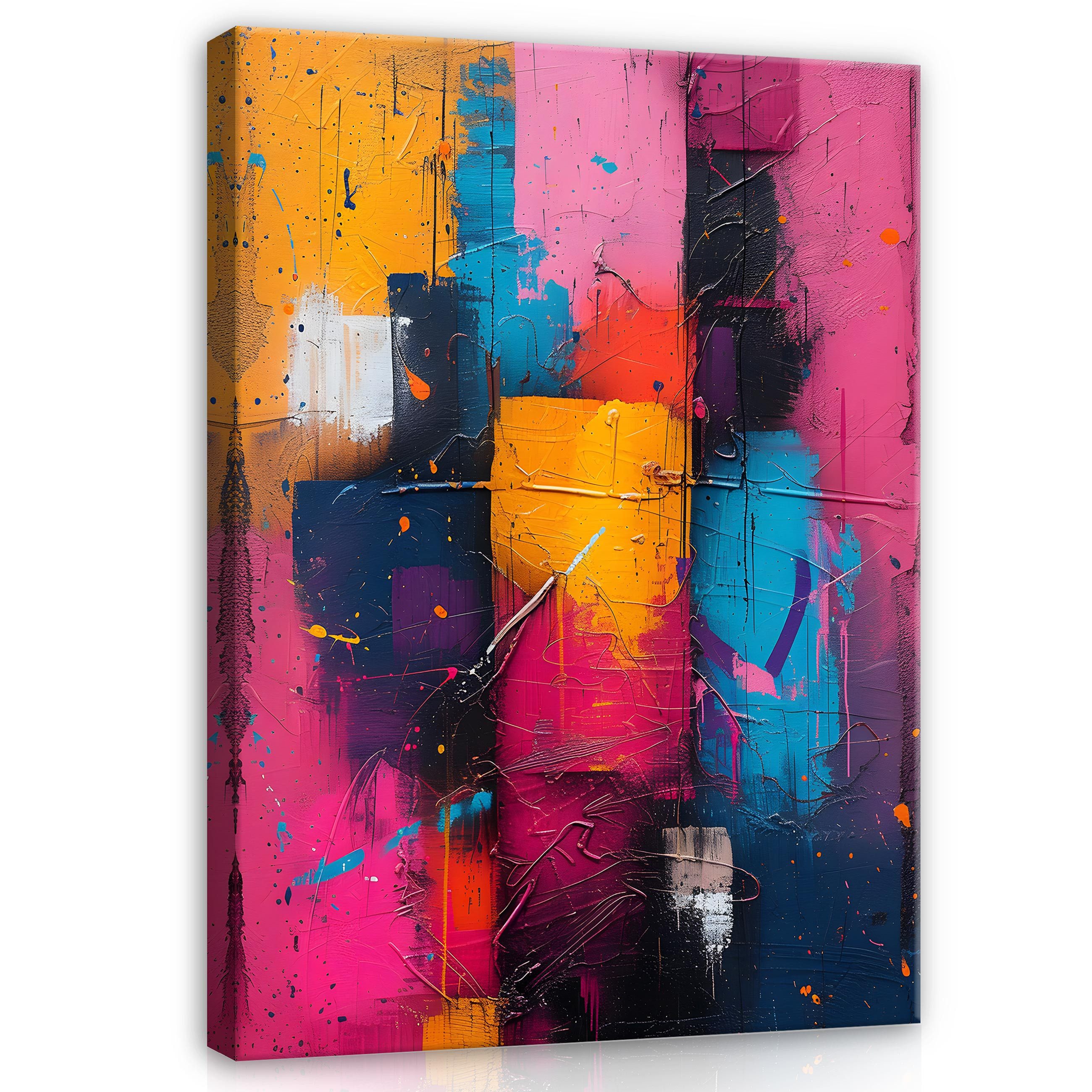 Leinwandbild Abstrakt Kunst Bunte Wand Deko XXL Bilder Wandbilder Modern