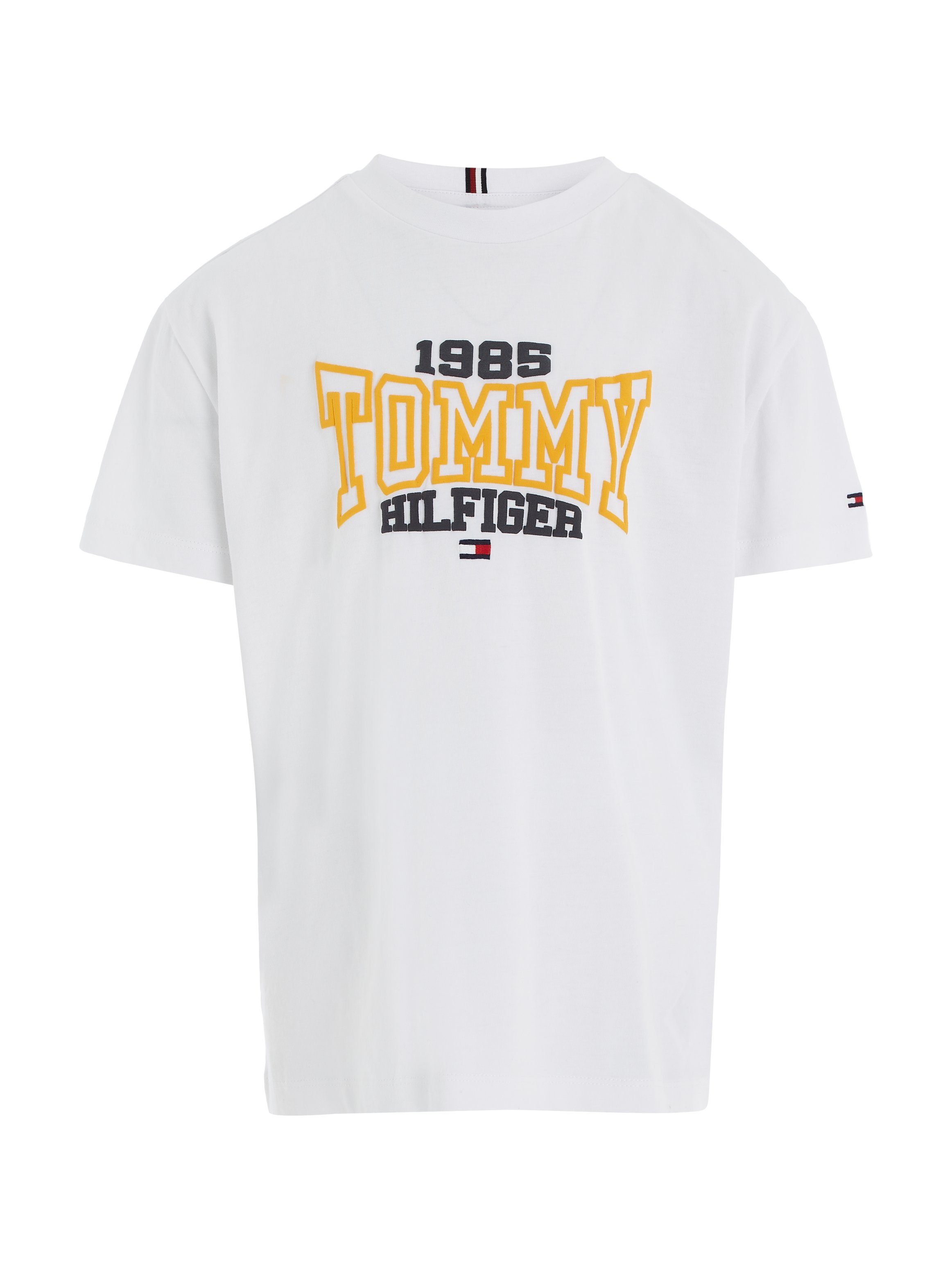 Tommy Hilfiger T-Shirt 1985 mit TOMMY VARSITY White TEE Varsity Tommy modischem 1985 Hilfgier S/S Print