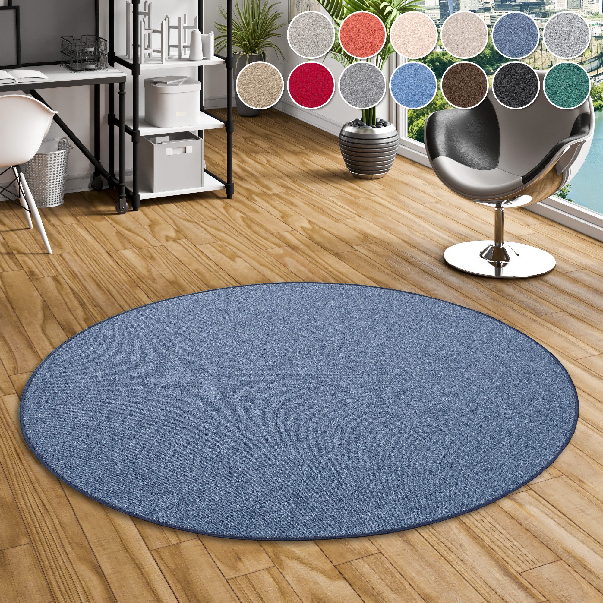 OTTO home Teppich Fortis, Schlinge, Made in Netherlands, rund, Höhe: 5 mm, Uni Farben, gekettelt, auch als Läufer, strapazierfähig, …