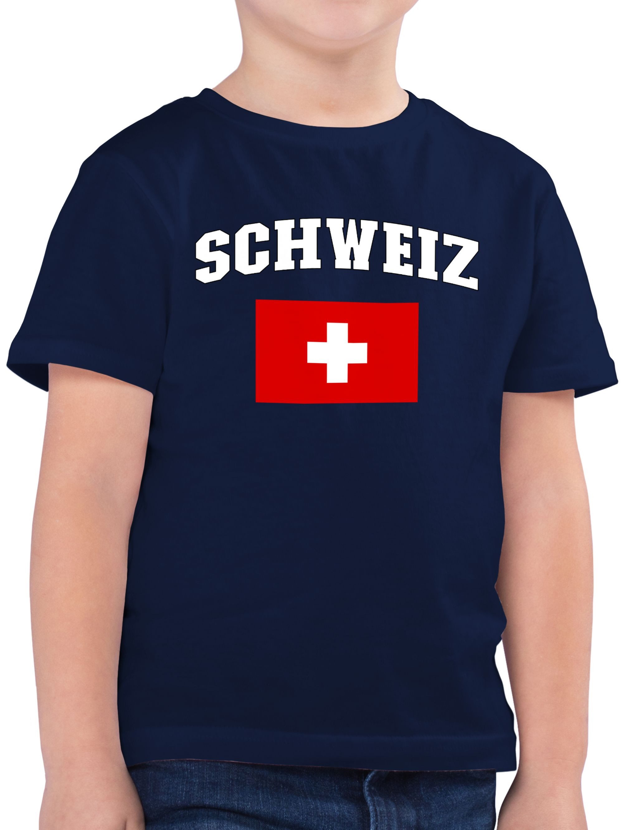 T-Shirt Schweiz Schriftzug mit Flagge, Switzerland
