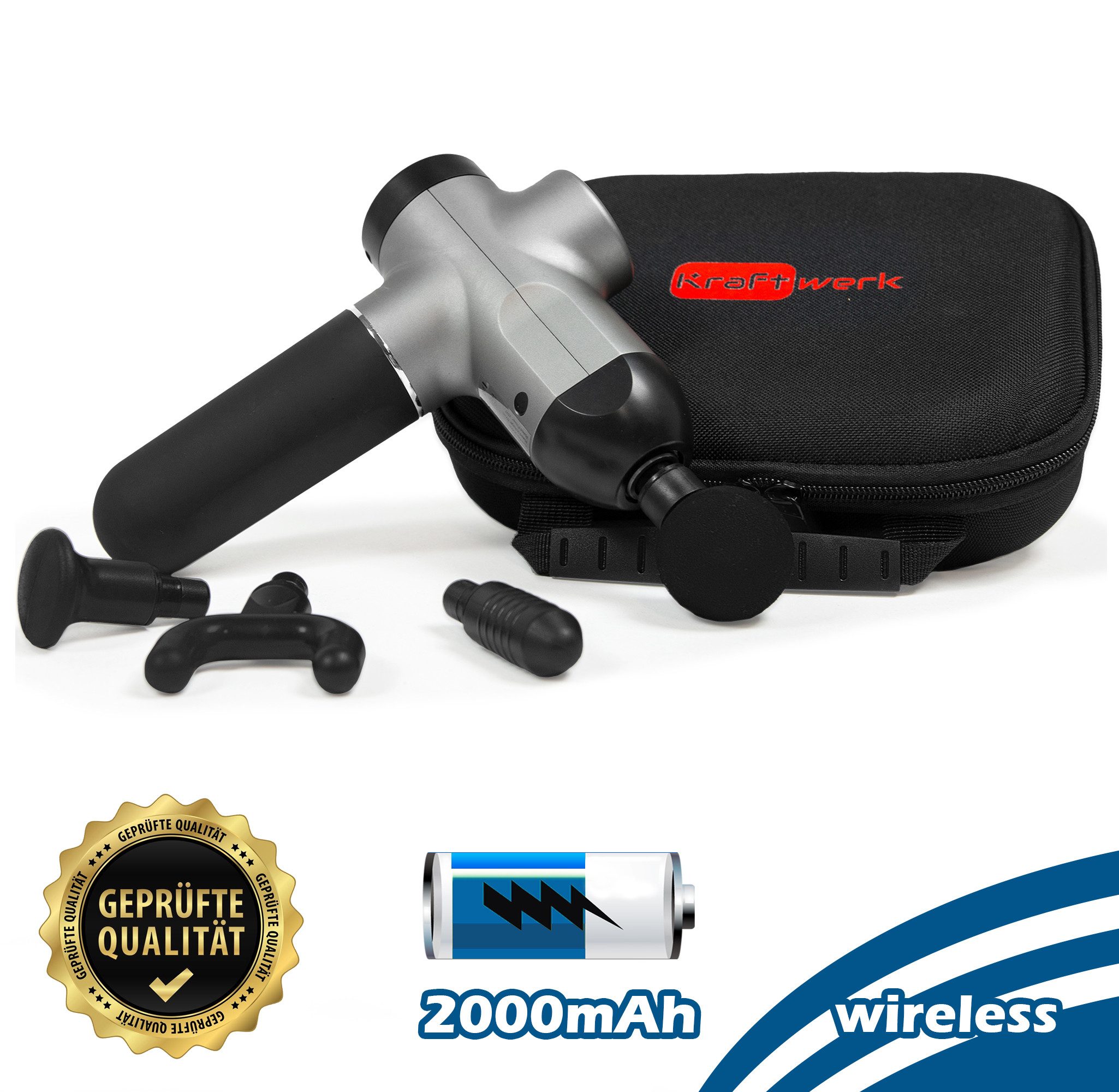 Axion Massagepistole Kraftwerk Massagegerät, Massage Gun zur Muskellockerung, Set, und entspannenden Massage, USB-C Ladekabel, Vibrationsmassagegerät