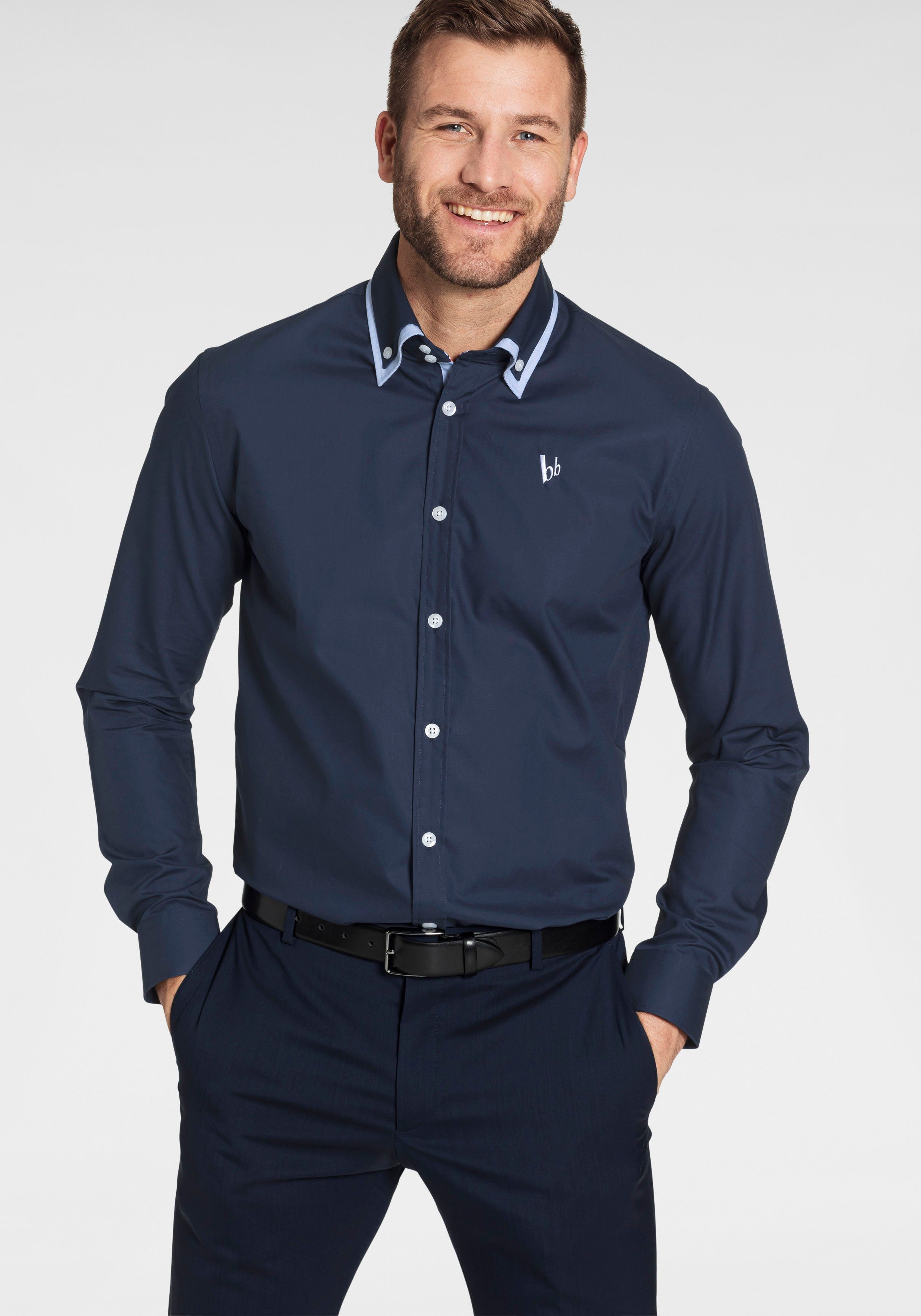 Langarmhemd Button-down-Kragen, das perfekte Hemd für viele Anlässe
