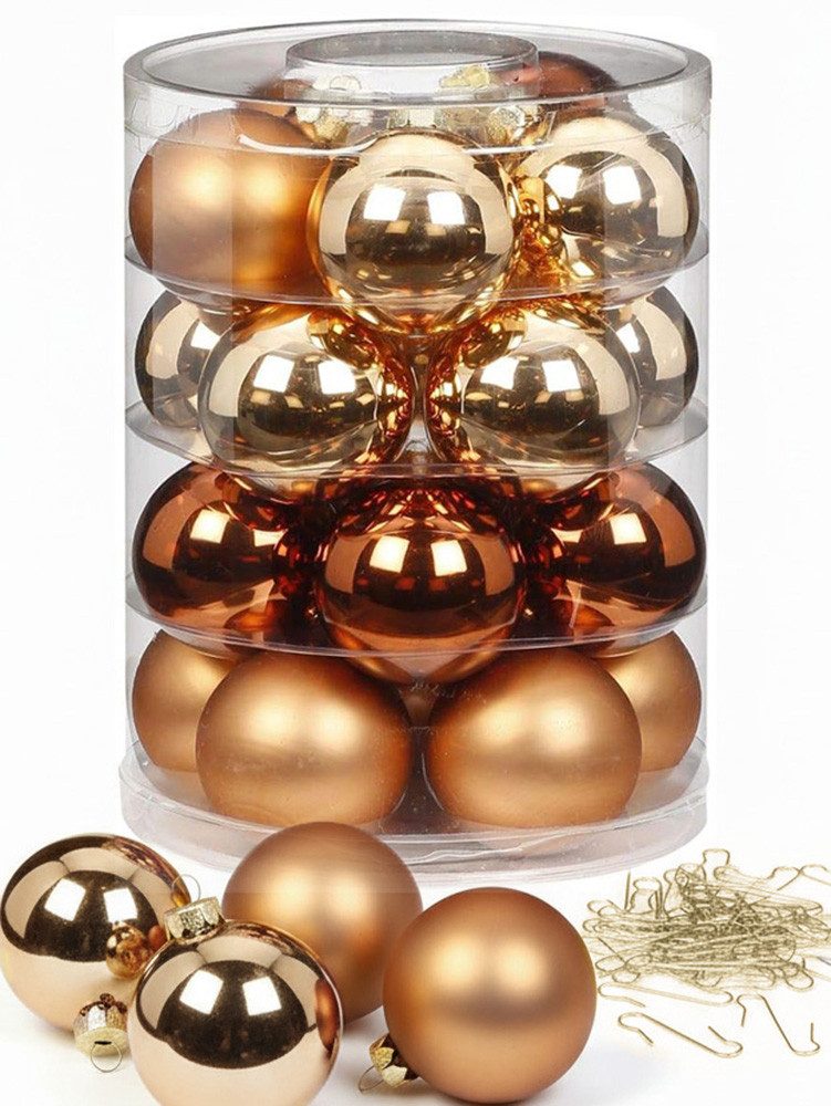 MAGIC by Inge Weihnachtsbaumkugel Weihnachtskugeln 20 Stk 6cm winter toffee + 40 Haken gold