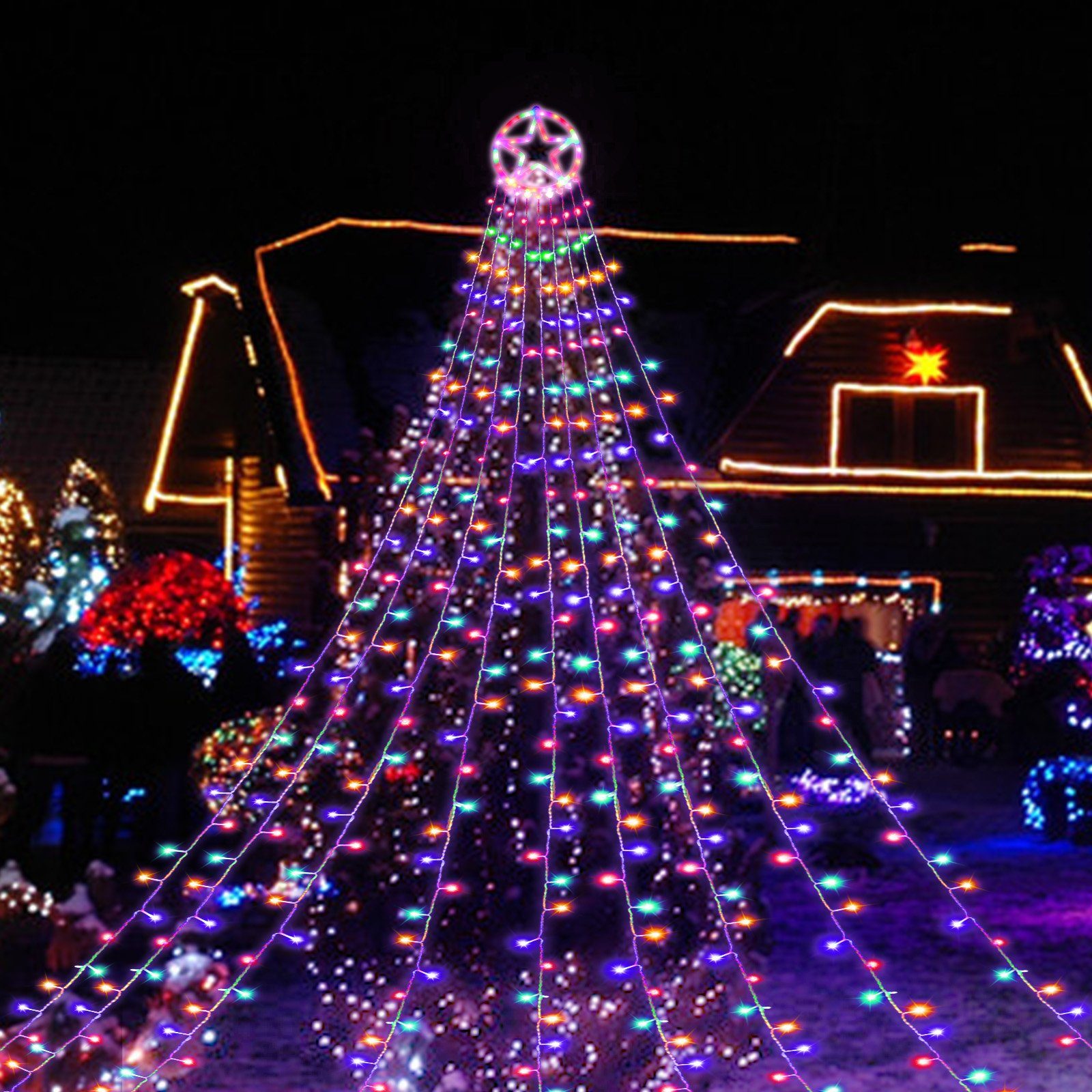 Lospitch LED-Lichterkette LED Lichterkette Weihnachtsbaum Tanzhalle Lichterkette Baum Bunt