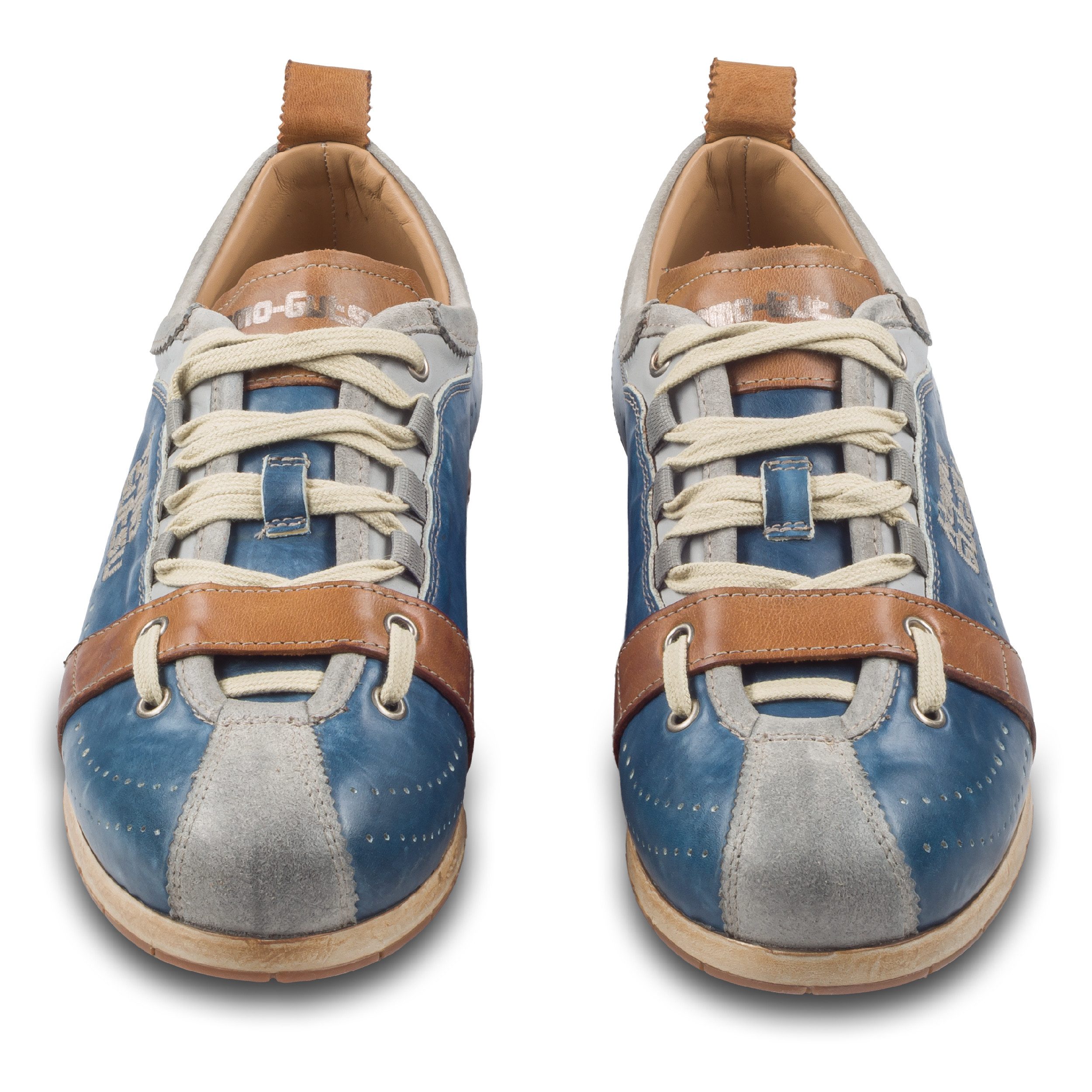 Kamo-Gutsu Herren Sneaker Leder blau/grau (TIFO-017 ash royal) stonewashed Sneaker Handgefertigt in Italien