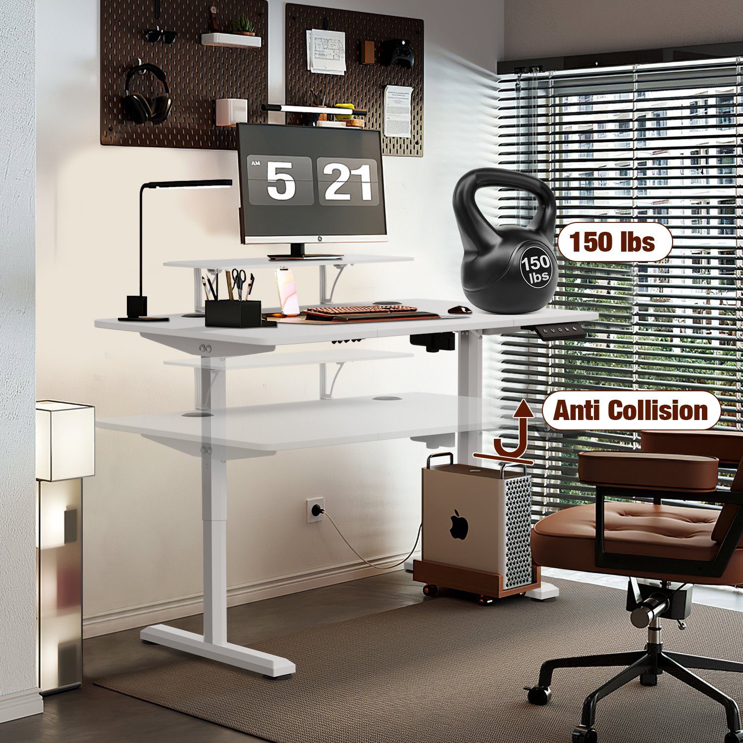 HOMALL Schreibtisch Höhenverstellbarer Schreibtisch Monitorständer cm 120x60 mit