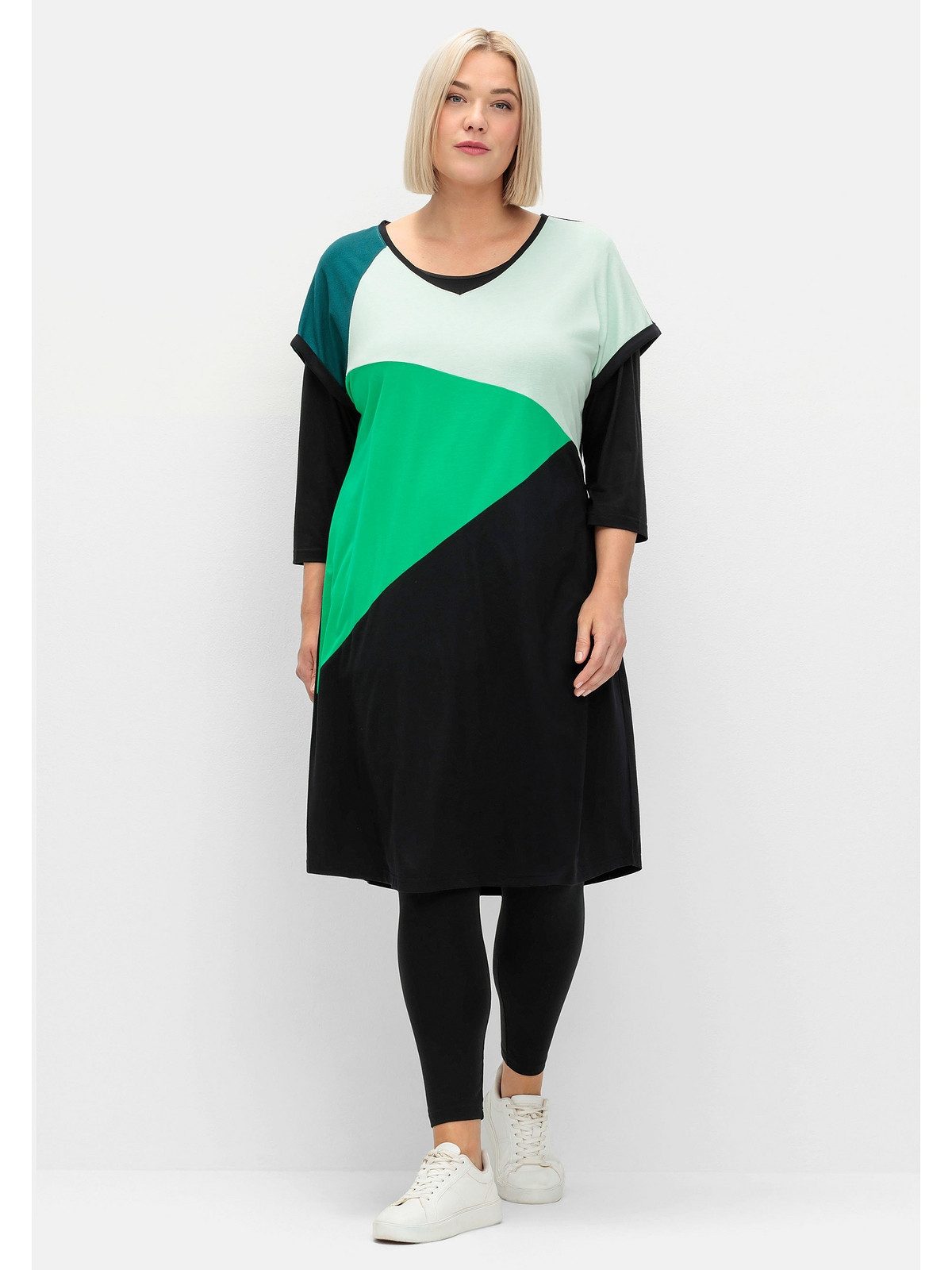 Sheego Jerseykleid Große Größen mit Grafikprint vorn