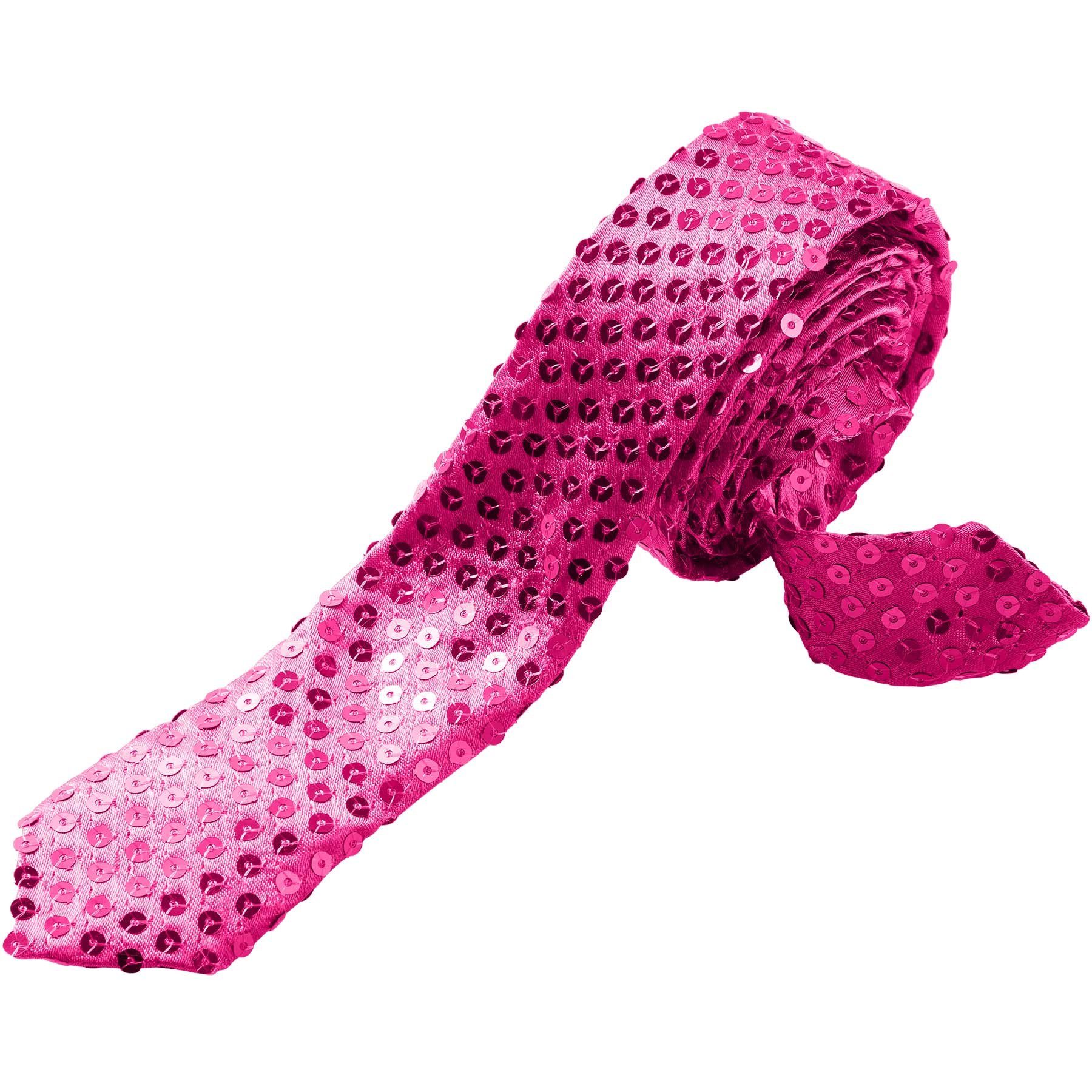 dressforfun Kostüm Faschingskleidung, auch Maskeradenverkleidung, in der Farbe pink, Unisex-Krawatte, Einheitsgröße, Glänzende Pailletten, Ca. 145 cm