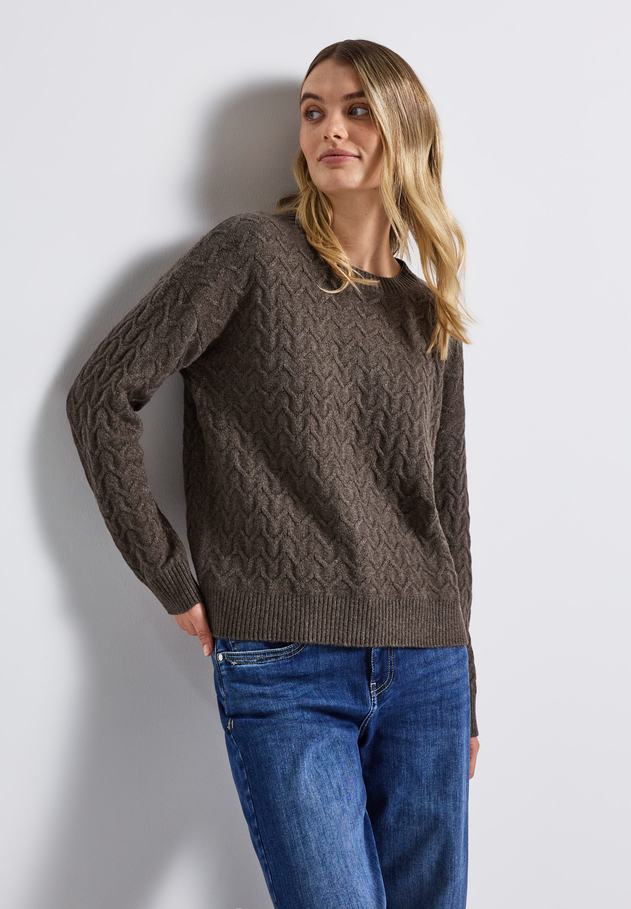 STREET ONE Rundhalspullover mit Strukturmuster günstig online kaufen