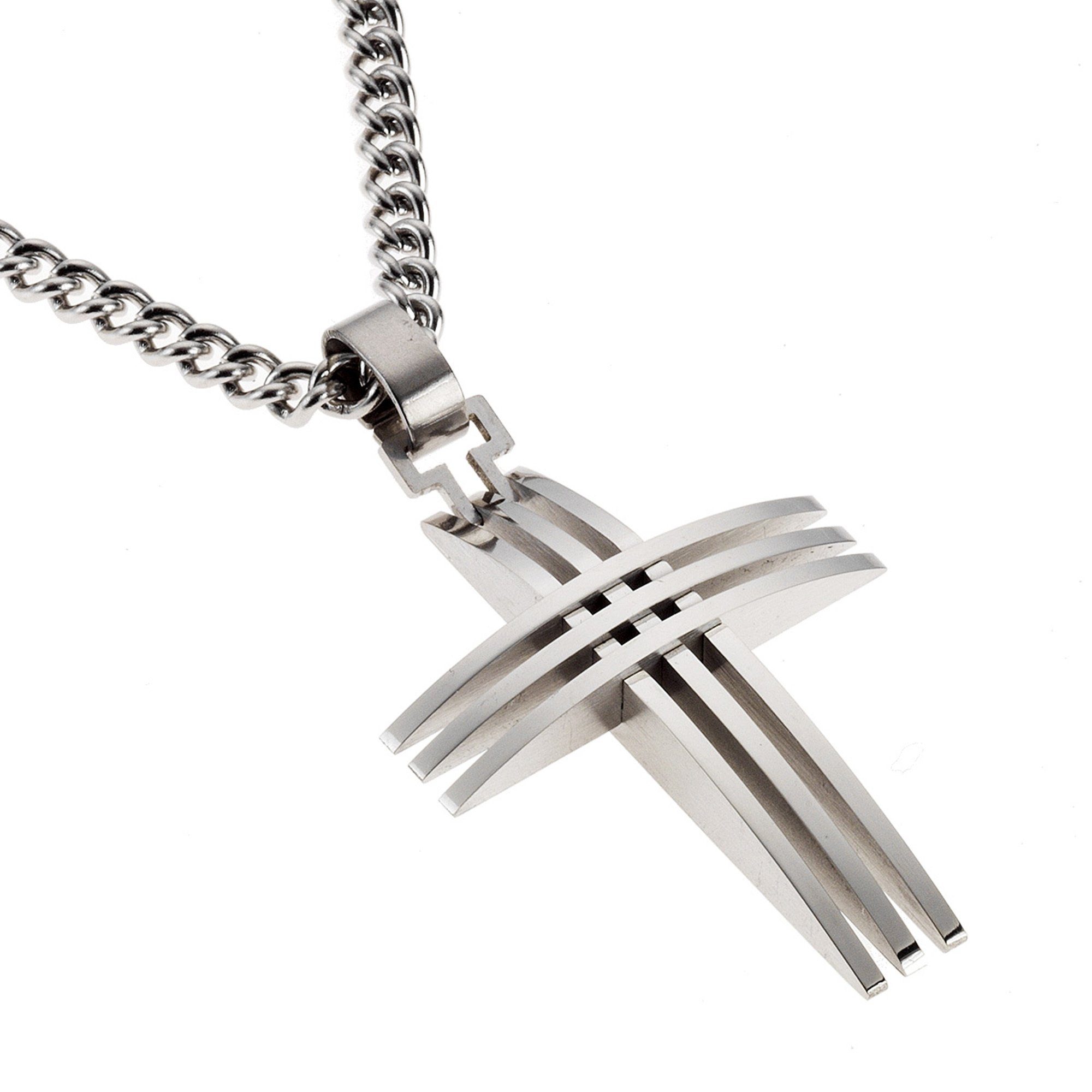 Kette mit Anhänger Edelstahl mit Kreuz-Anhänger 45cm lang