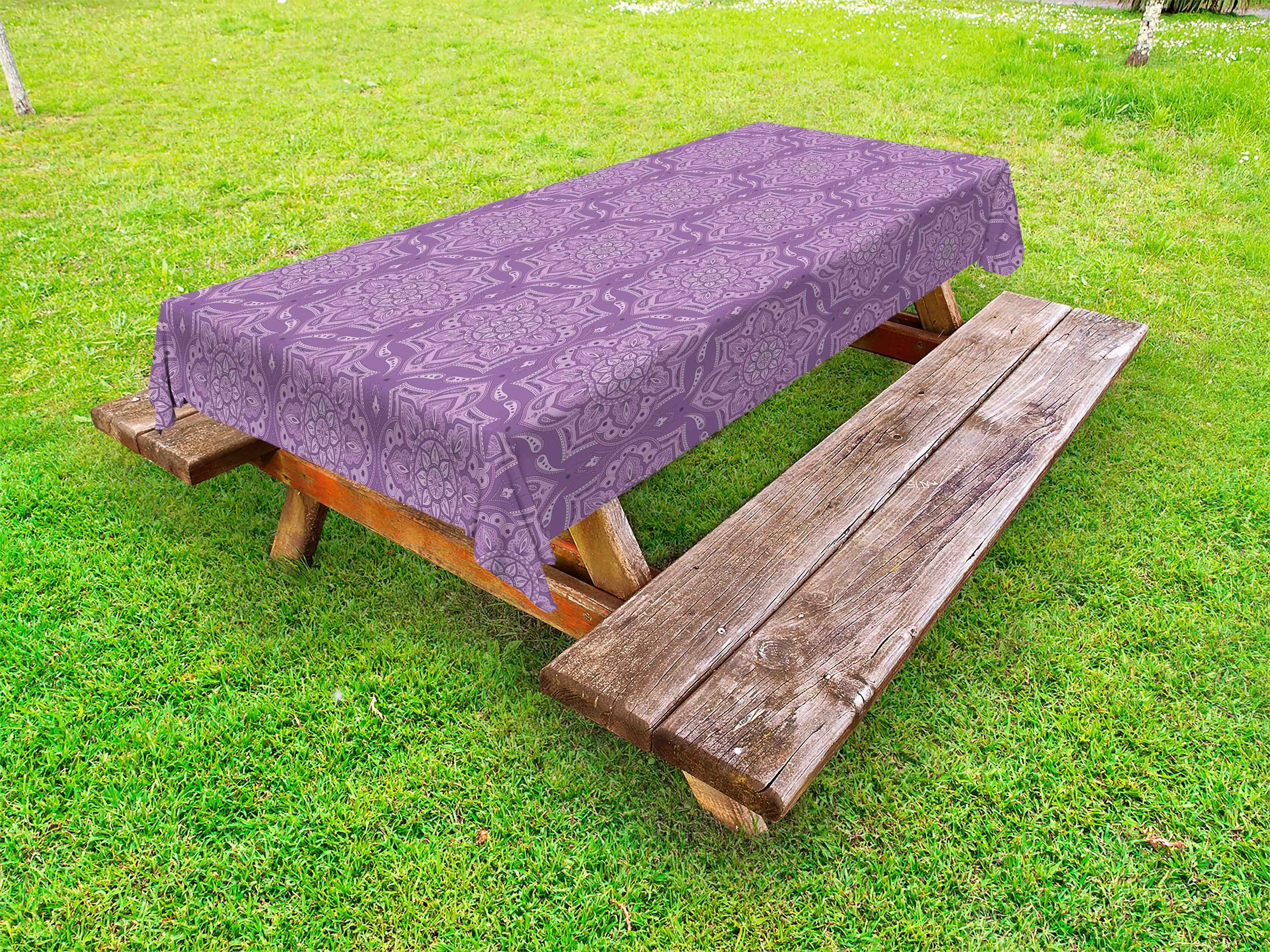 Abakuhaus Tischdecke dekorative waschbare Picknick-Tischdecke, Böhmische Weinlese Violet Sun Flower