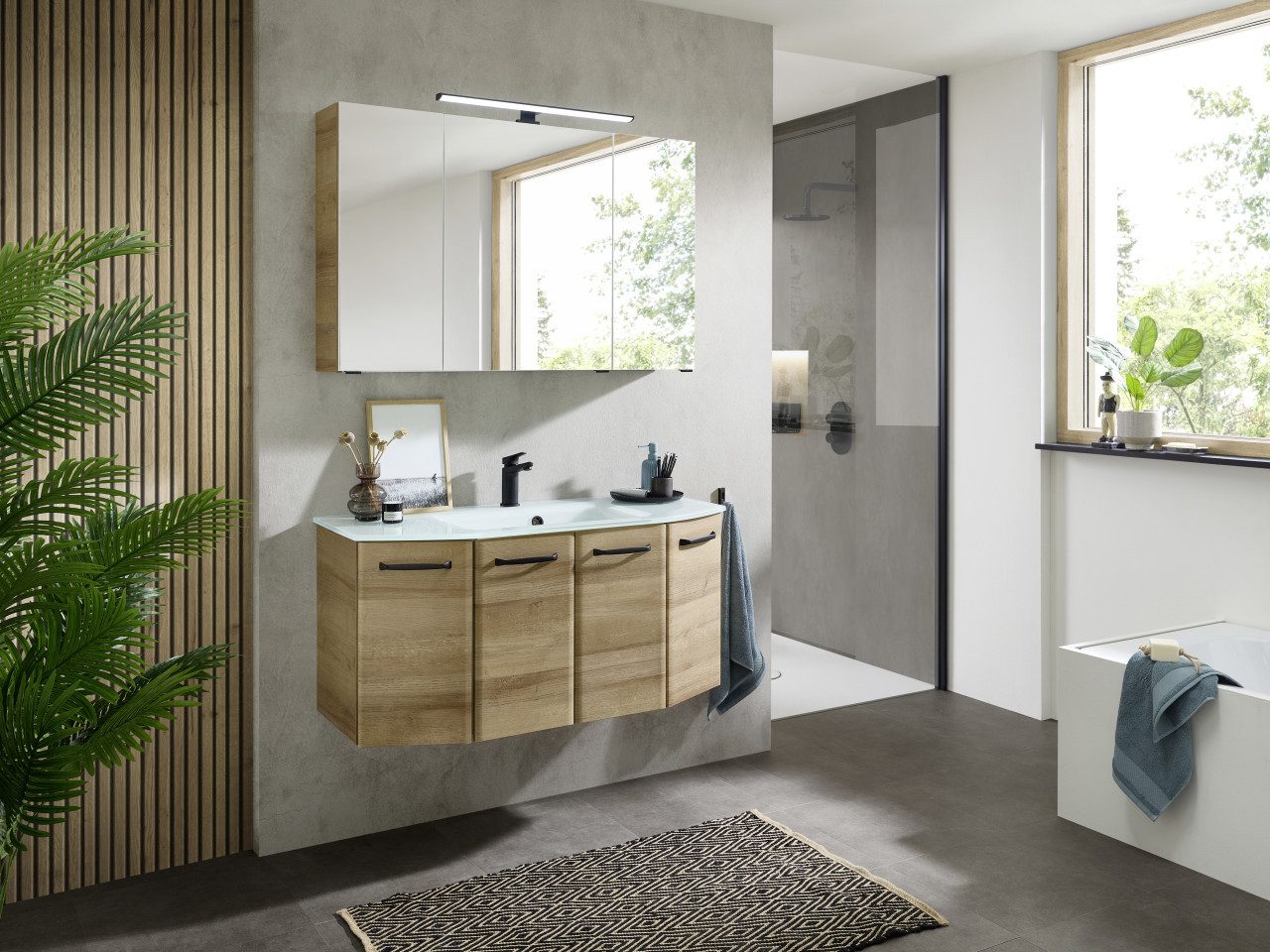 PELIPAL Badmöbel-Set Pelipal Badmöbel-Set Aachen Riviera Eiche 112 cm