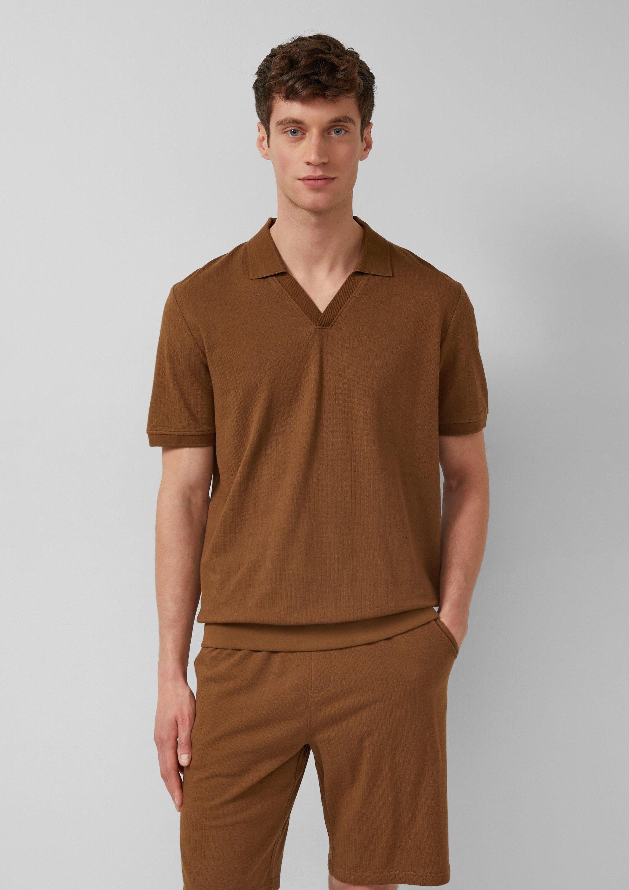 s.Oliver Kurzarmshirt Polo-Shirt Polo-Shirt aus strukturiertem Baumwolljersey