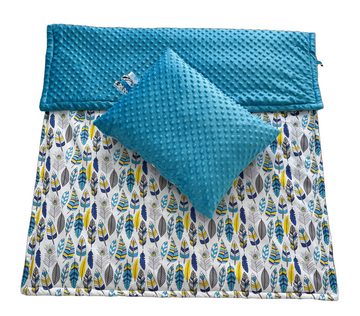 Kinderdecke Kinderdecke Krabbeldecke Kinderbettdecke 100x135cm mit Kopfkissen 40x50cm, RoKo-Textilien, mit Bänder