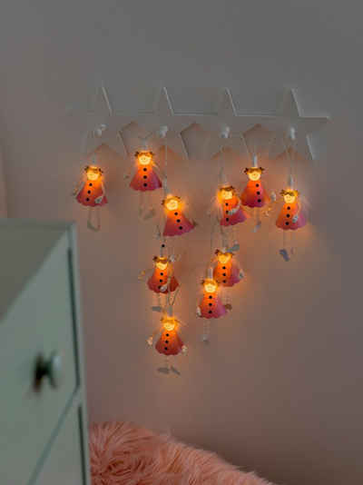 KONSTSMIDE LED-Lichterkette, 10-flammig, LED Dekolichterkette, Pinke Engel, mit an/aus Schalter, 10 warm weiße Dioden