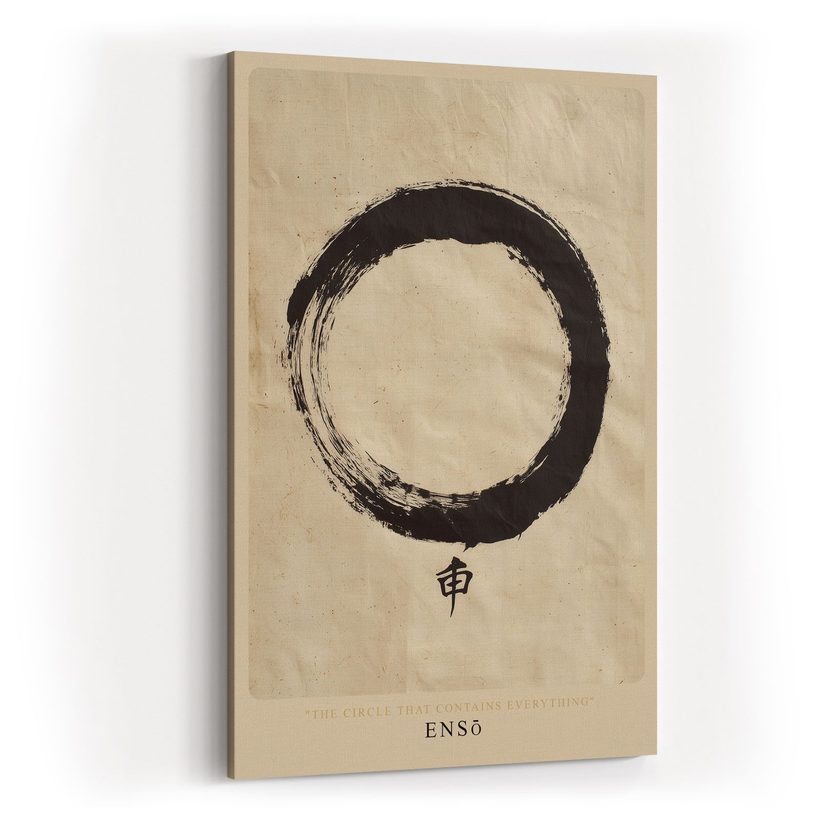Sinus Art Leinwandbild Japan Enso-Kreis Zen Tusche Kalligrafie Weiß Modern Design Wandbild