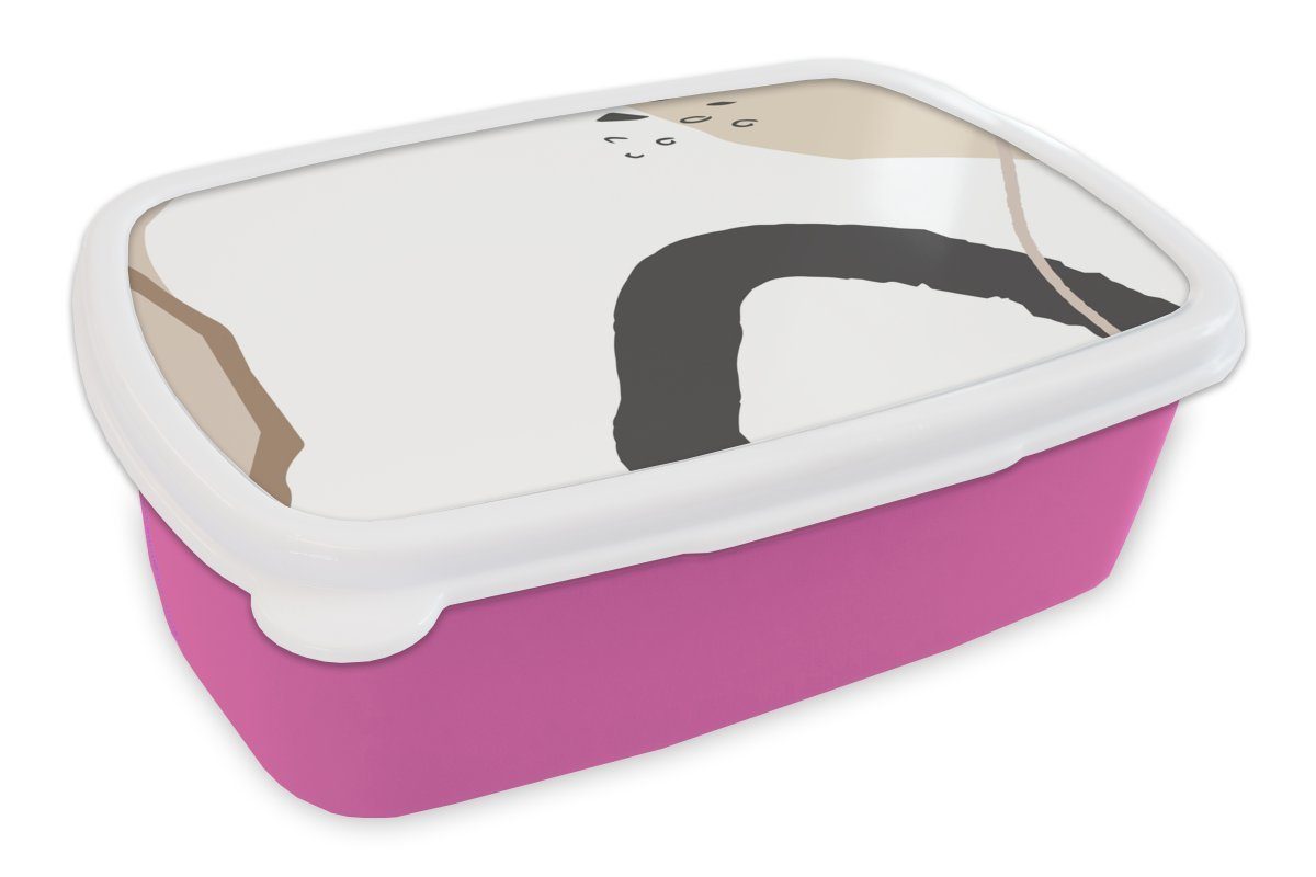 MuchoWow Lunchbox Sommer - Abstrakt - Weiß, Kunststoff, (2-tlg), Brotbox für Erwachsene, Brotdose Kinder, Snackbox, Mädchen, Kunststoff rosa