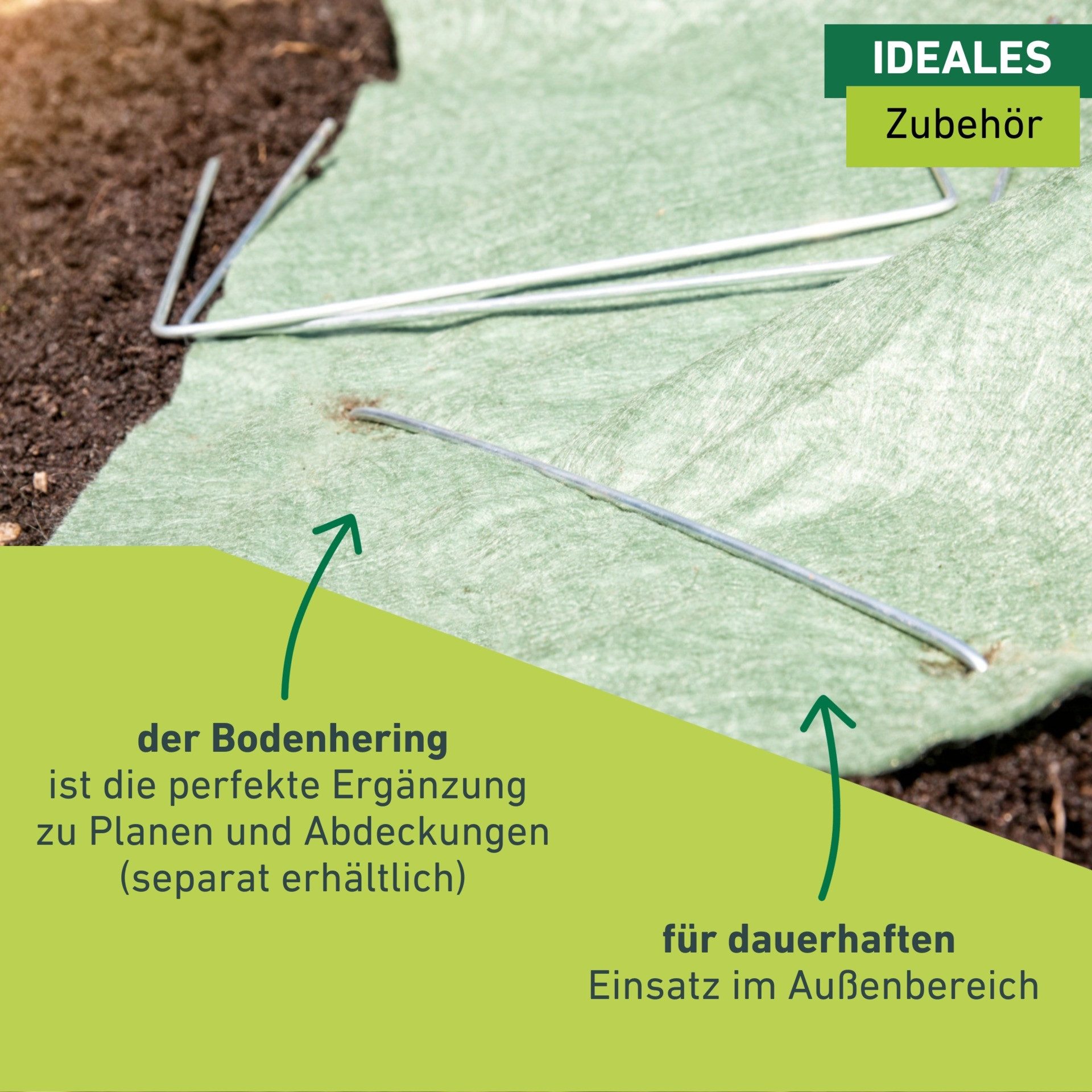 Windhager Gartenvlies Befestigungshering aus Metall, wiederverwendbar, 10 Stk., (Packung, 10-St), Bodenanker für Folien, Vlies, erhältlich in 15 x 25 cm