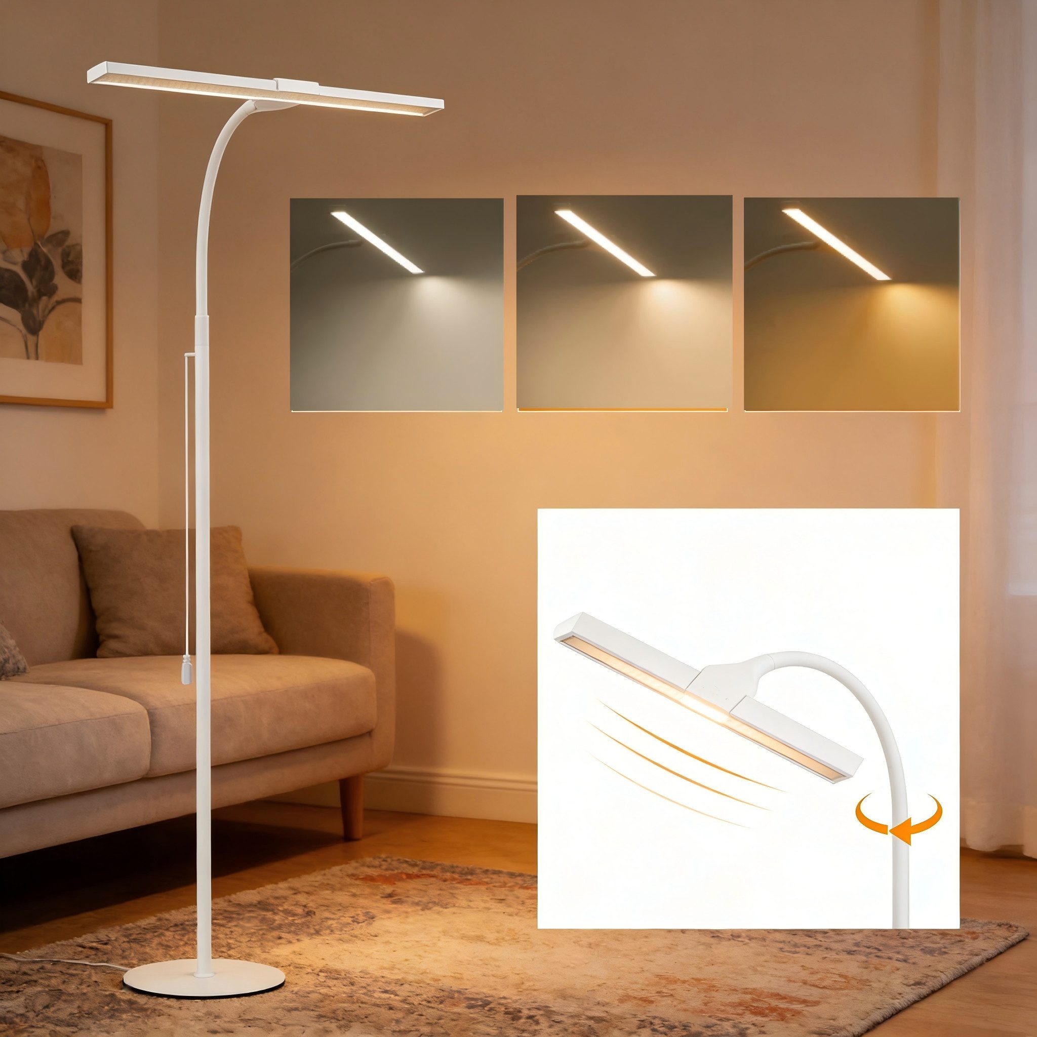 ZMH LED Stehlampe Leselampe Modern Dimmbar 178CM Metall mit Timer für Schlafzimmer Büro, dimmbar, LED fest integriert, 3000-6500k