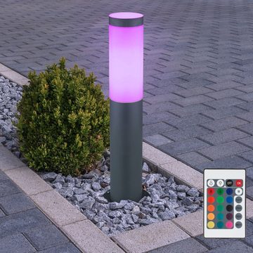 etc-shop LED Außen-Stehlampe, Leuchtmittel inklusive, Warmweiß, Farbwechsel, Wegeleuchte dimmbar mit Fernbedienung LED Sockelleuchte