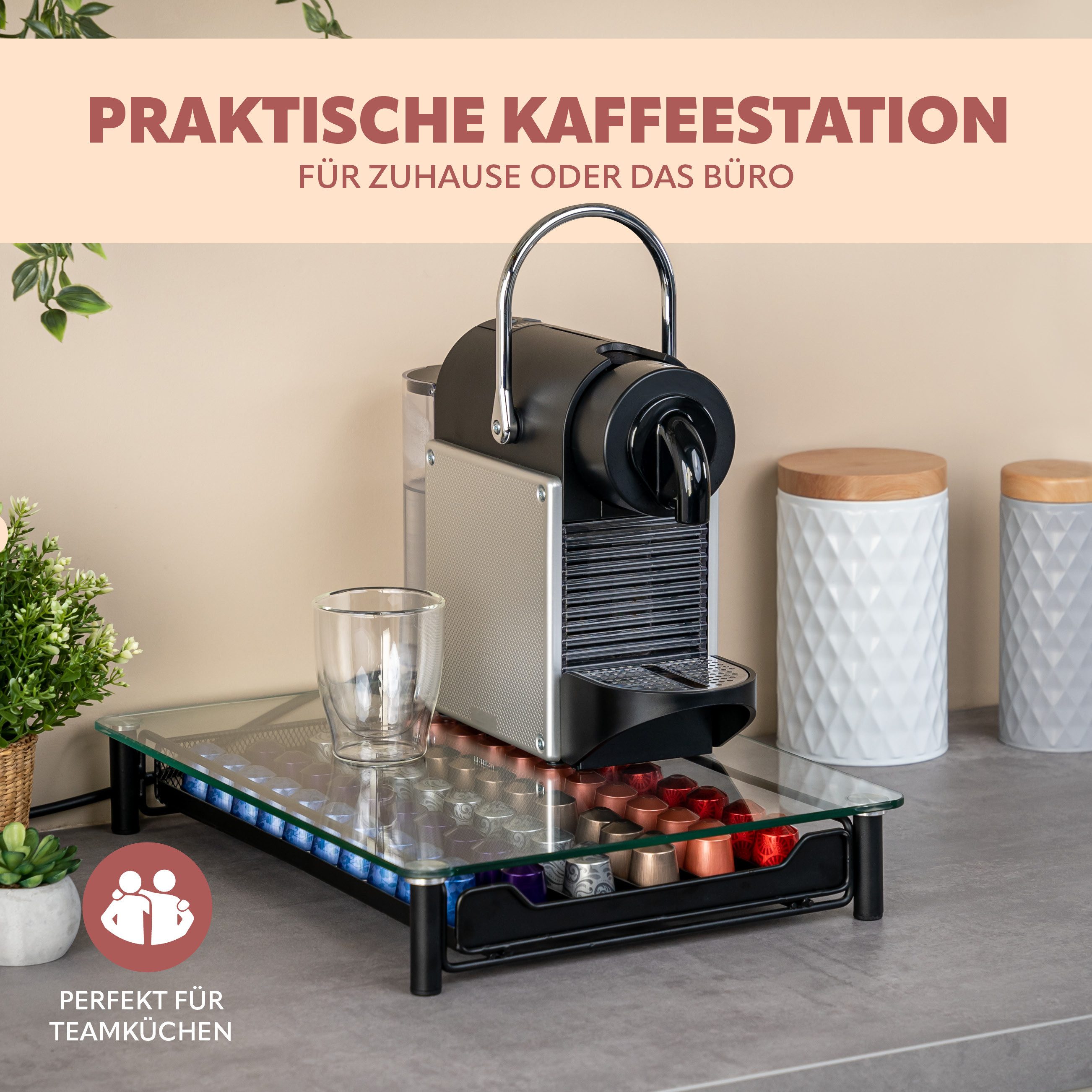 bremermann Kapselspender Kaffeekapselbox, Kapselhalter, Glasplatte 60x Nespresso