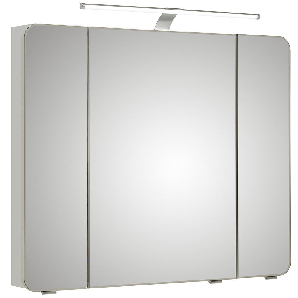 Lomadox Spiegelschrank FES-4005-66 Badezimmer Korpus Lack Polarweiß inkl. Steckdose & LED - : 90/72/17cm