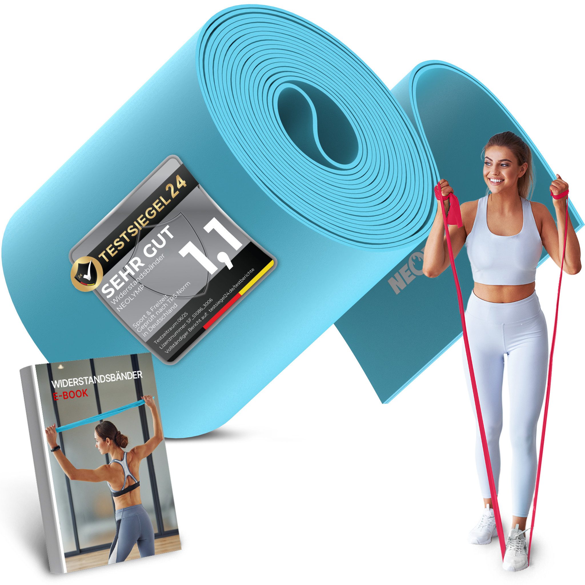 NEOLYMP Physiobänder Widerstandsbänder 15 cm breit - reißfeste Fitnessbänder aus TPE, Flossing Band - elastische Resistance Bands für Krafttraining, Physio